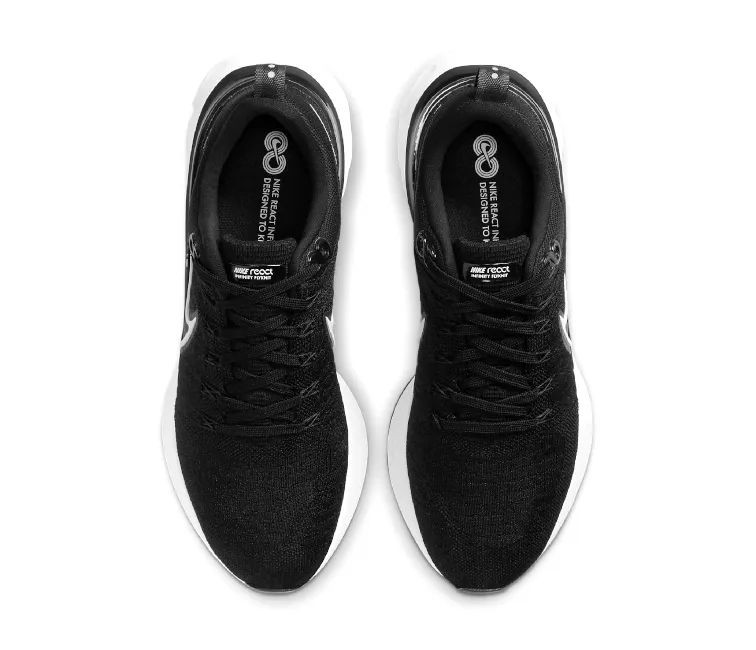 Men's Nike React Infinity Run FK 2 (Black/White) Knit Fabric Integration Grip Enhanced Outsole