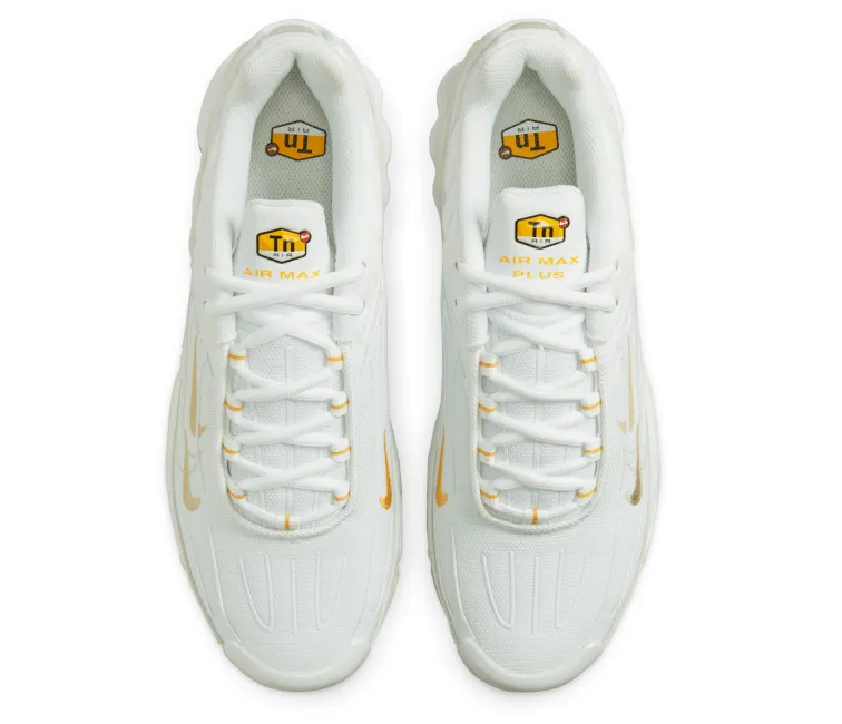 Men's Nike Air Max Plus TN III (White/Gold) Stability Enhancing Structure Antibacterial