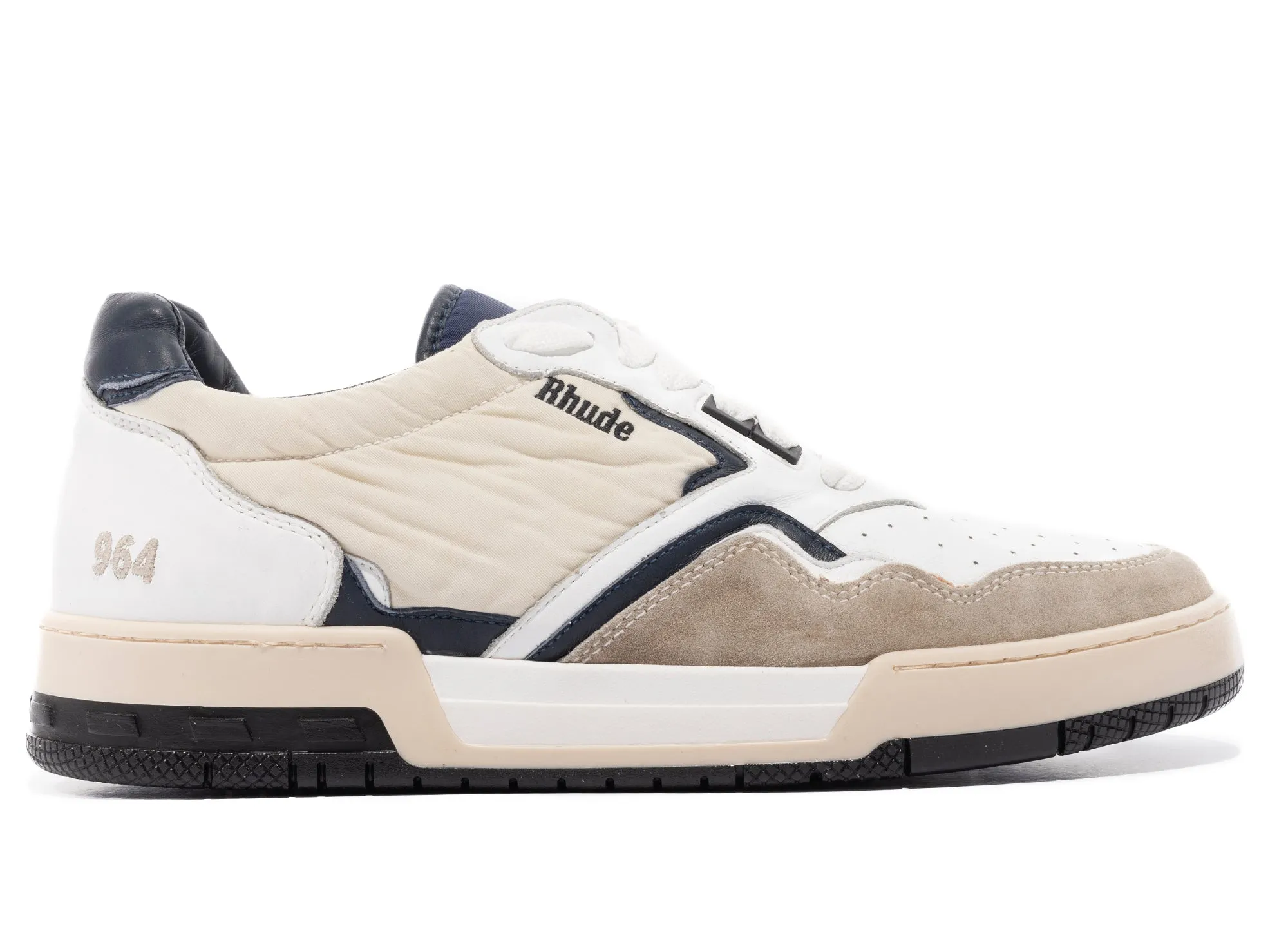 Rhude Racing Sneaker in White / Navy / Beige Park Step