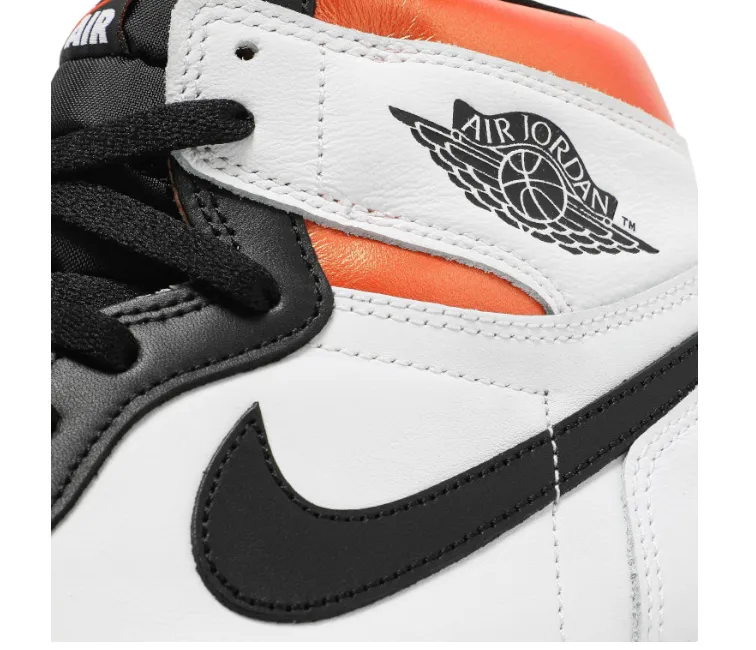 GS Nike Air Jordan 1 High OG (Electro Orange) Breathable fabric