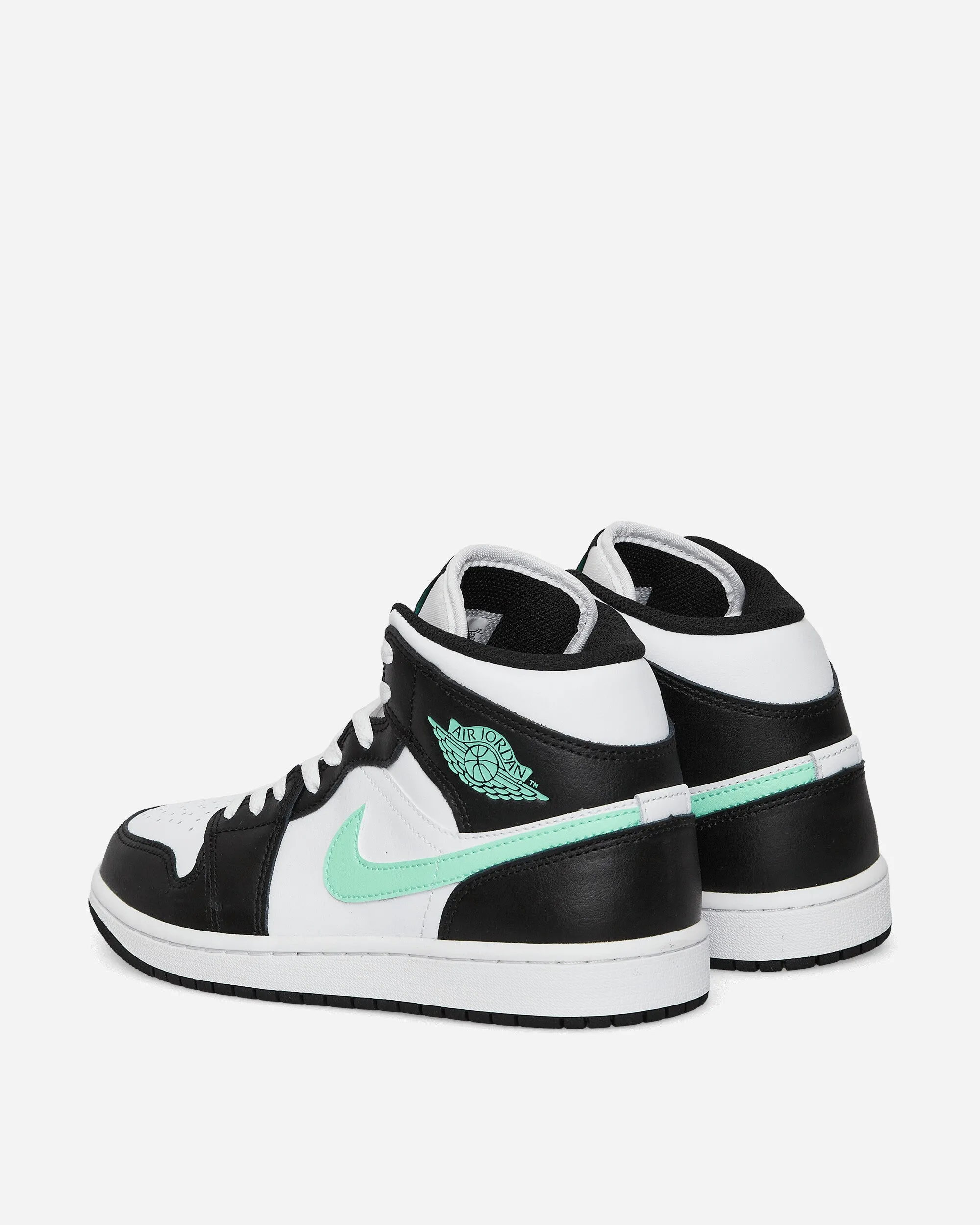 Air Jordan 1 Mid Sneakers White / Black / Green Glow Walk Comfort