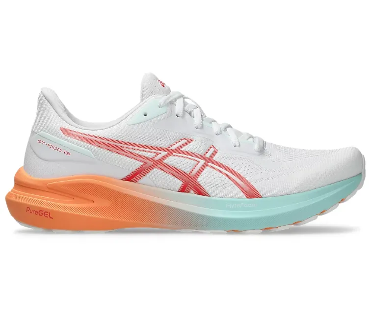 Men's Asics GT-1000 13 (White/Coral Reef) Ankle Collarbrace