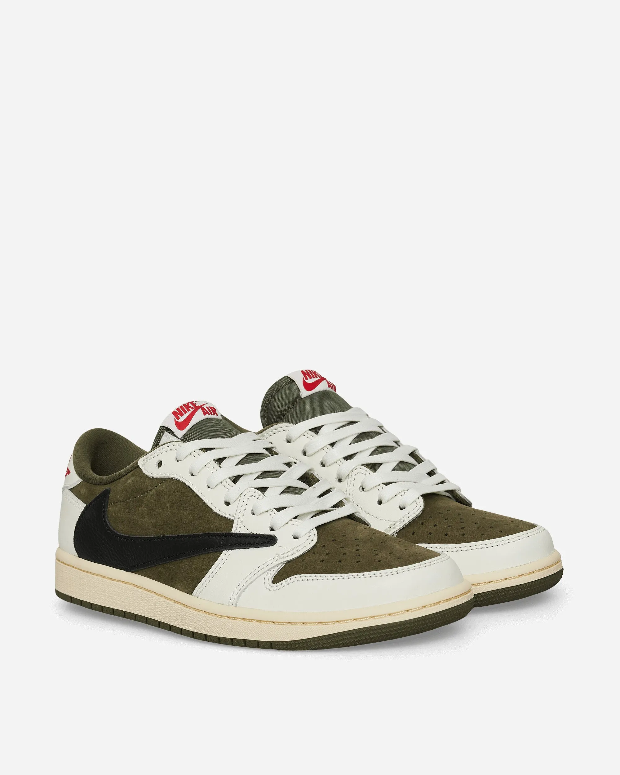 Travis Scott Air Jordan 1 Low Sneakers Medium Olive Stretchable Mesh