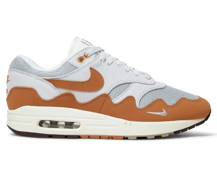 Relaxed Look Men??s Nike Air Max 1 Patta (Metallic Silver/Monarch)