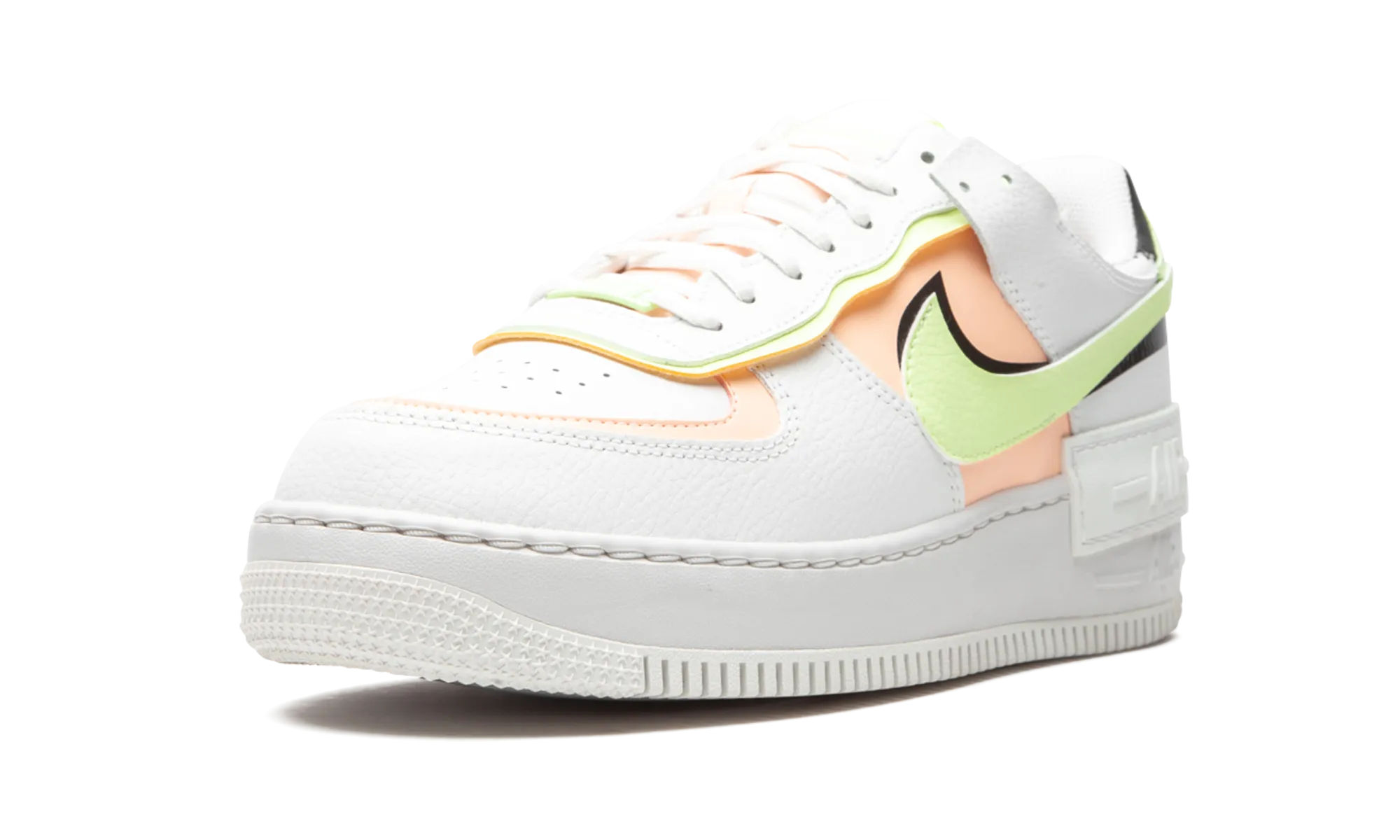 Reinforced Eyelet Construction AIR FORCE 1 SHADO MNS WMNS "White / Barely Volt / Crimson Tint"