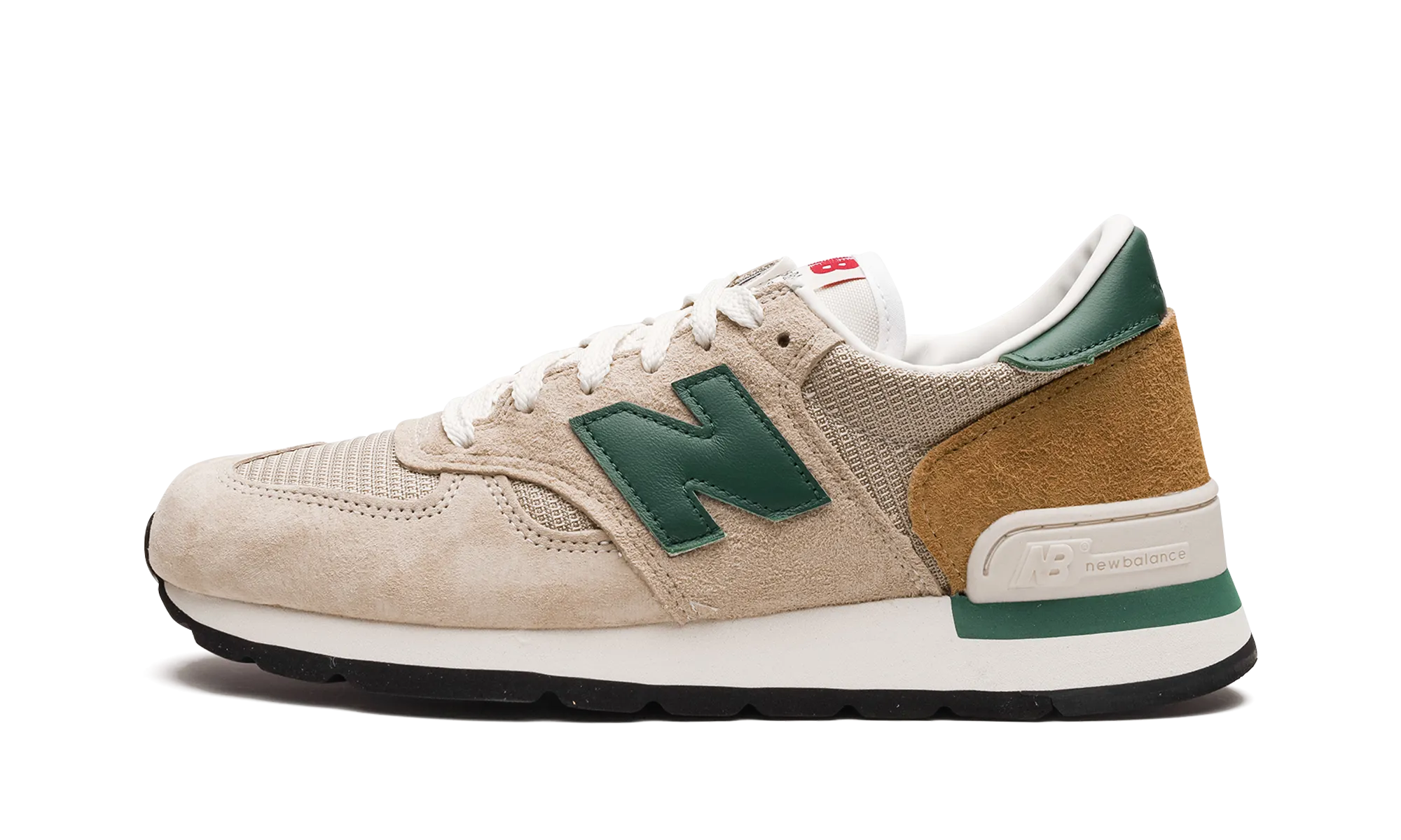 990 "Teddy Santis - Tan Green" running in cloudy weather shoes