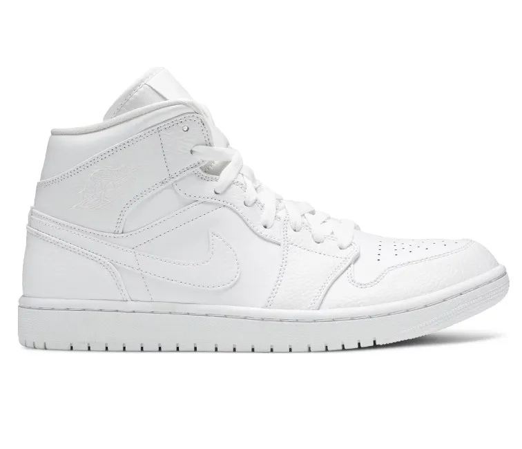 Men's Nike Air Jordan 1 Mid (White/White) Slip Control Easy Cushioning