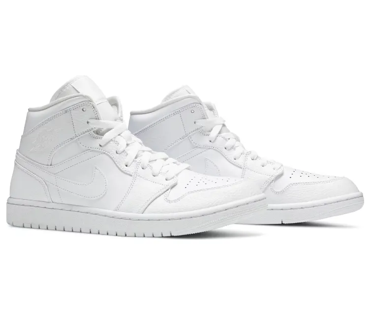 Zip Closure Shock Dispersing Tech Men's Nike Air Jordan 1 Mid (White/White)