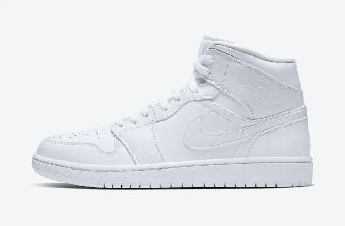 Men's Nike Air Jordan 1 Mid (White/White) Contoured Footbed