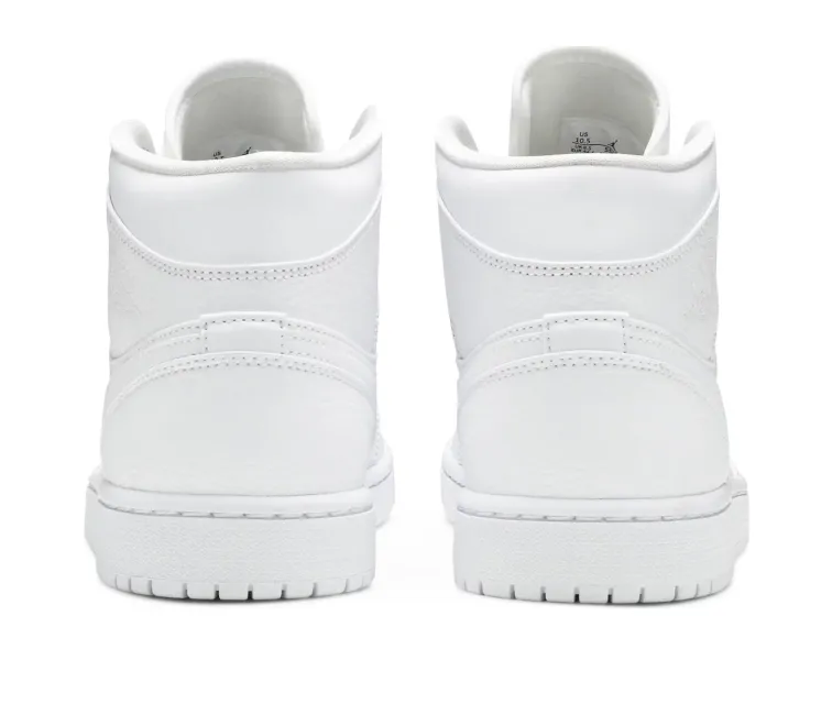 Men's Nike Air Jordan 1 Mid (White/White) Long Lasting Support Water   Repellent