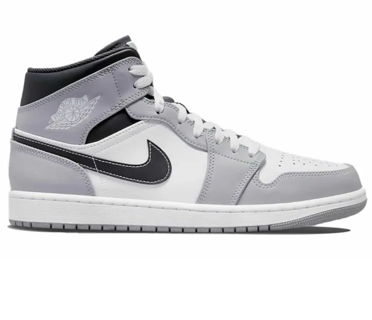Men's Nike Air Jordan 1 Mid (Smoke Grey) Durable Lacing System Outdoor Active