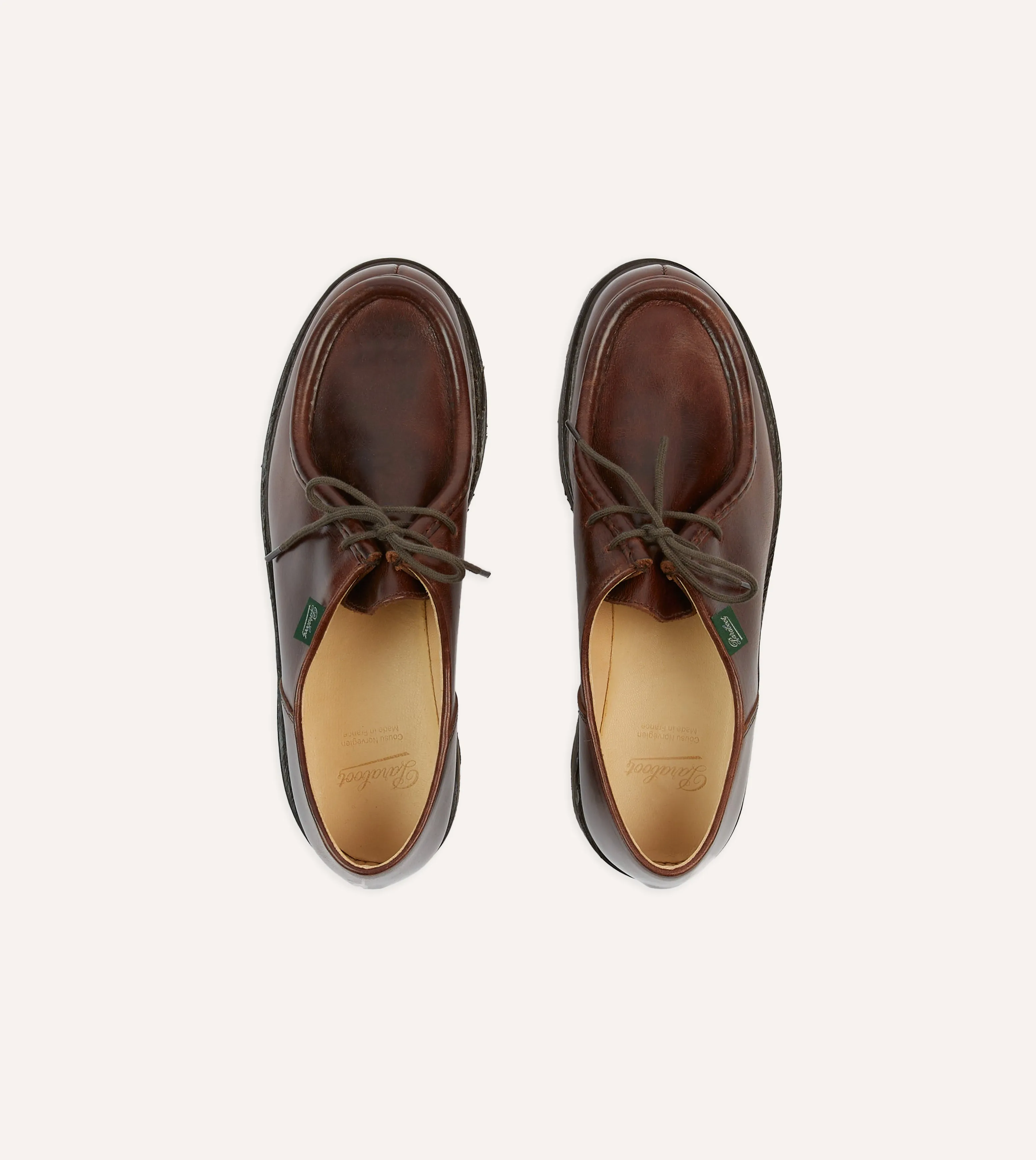 Paraboot Michael Brown Leather Derby Shoe Subtle Styling Air Flow