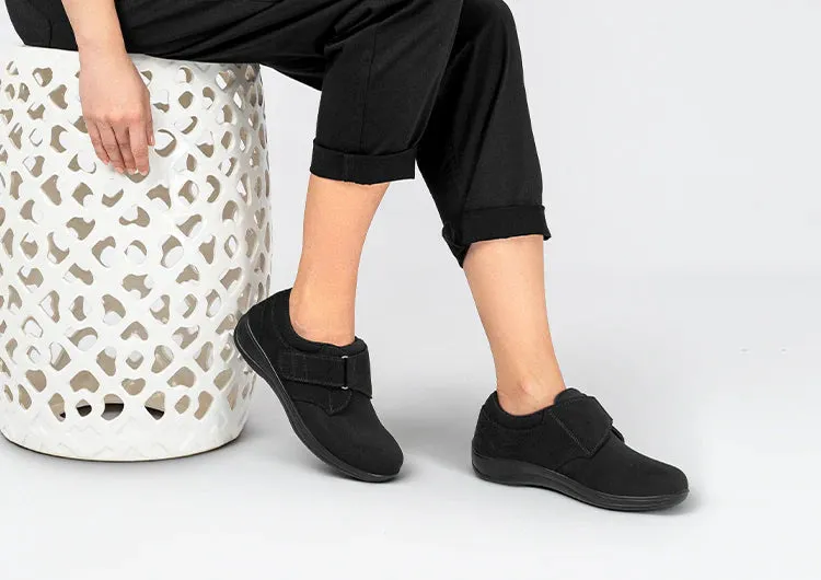 Orthofeet - Women Wichita Stretch - Black elegant tone Indoor Comfort