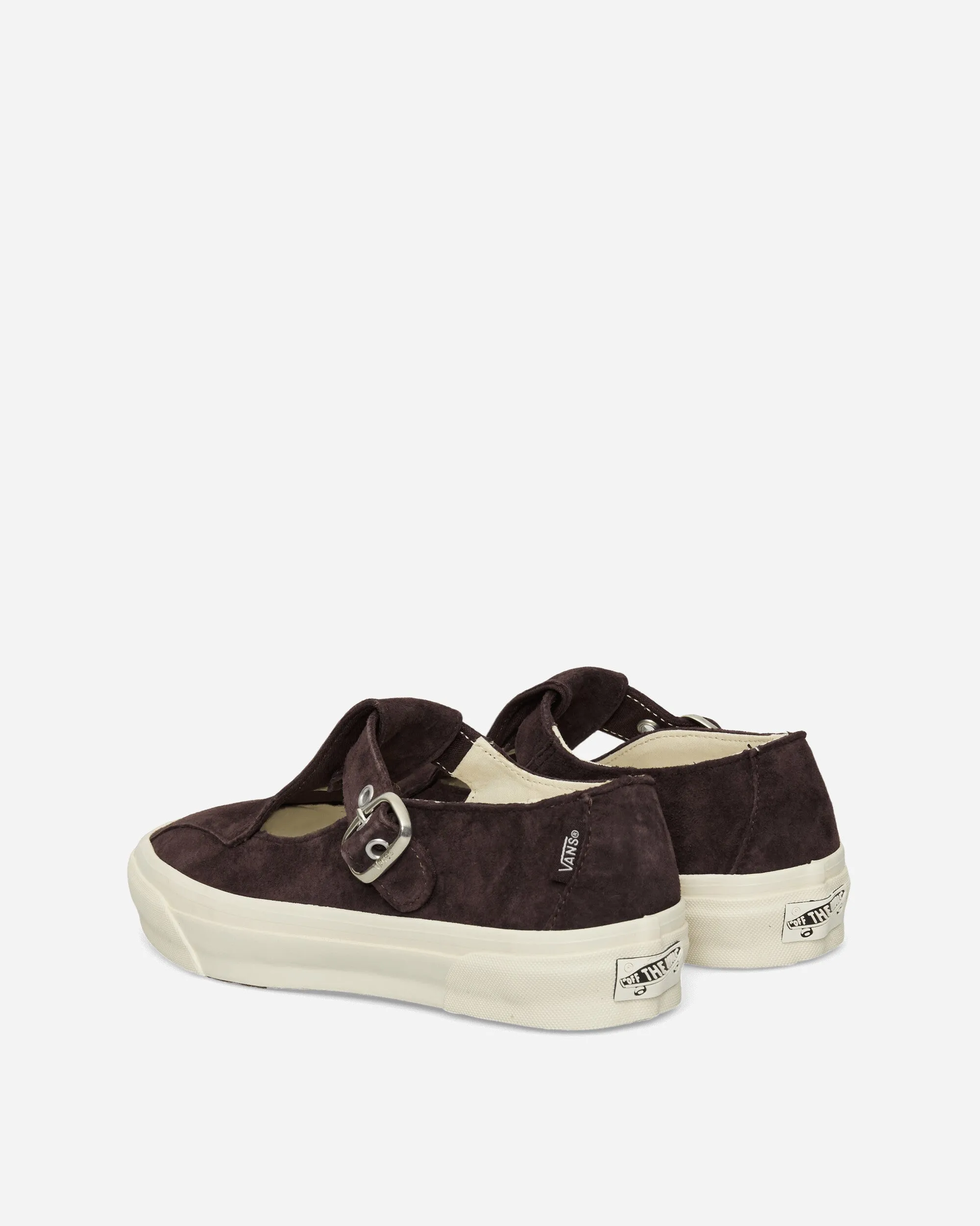 Premium Mary Jane Suede Sneakers Chocolate Plum Perforated Tongue Design