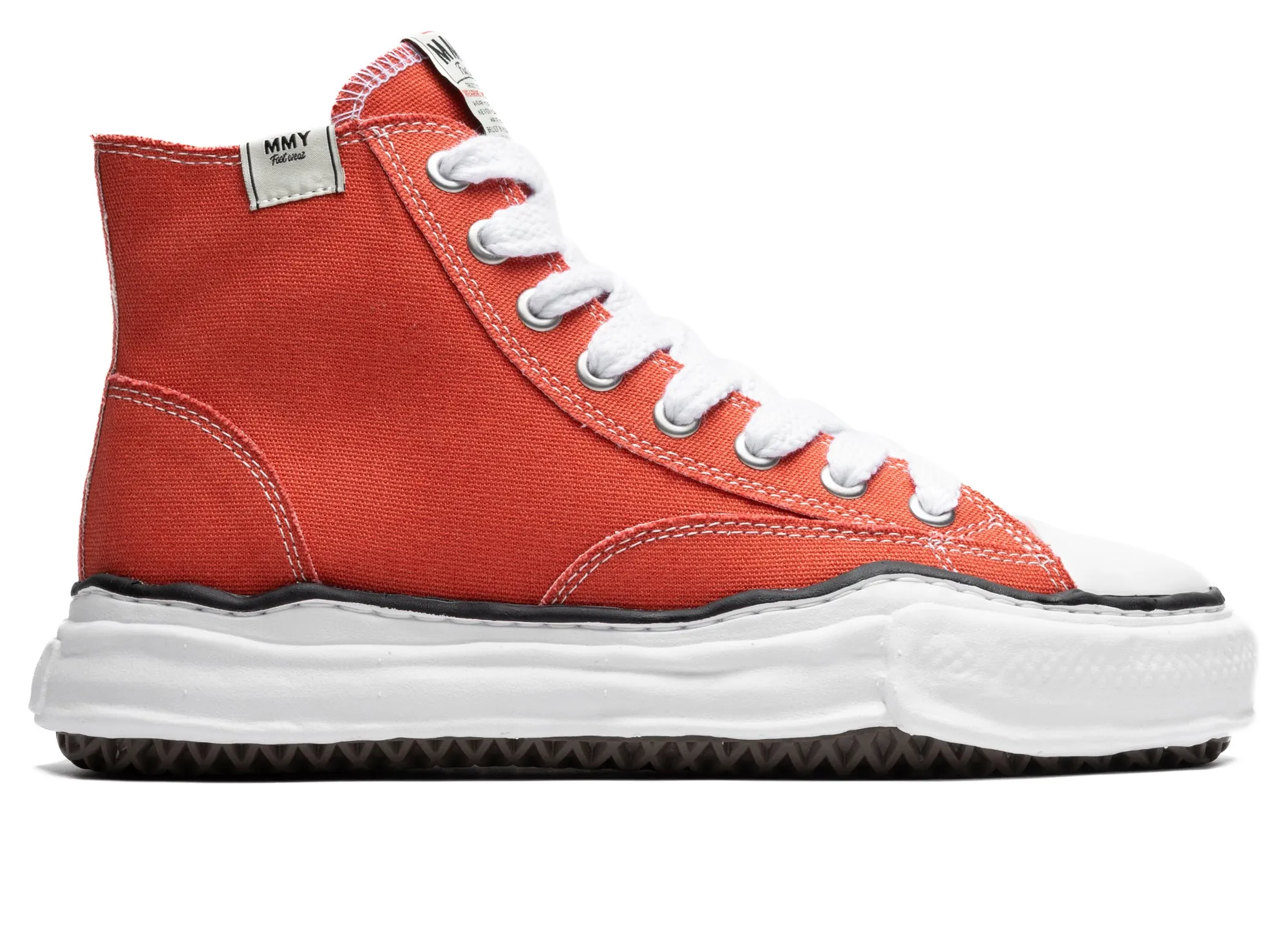 Maison Mihara Yasuhiro High Top Lace Up Sneaker in Orange Dance Fit Soft Tone