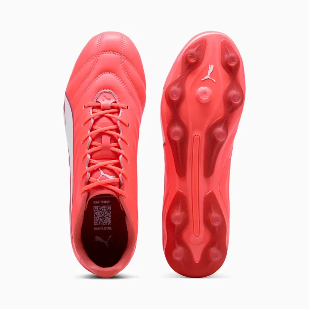 Puma King Pro FG/AG Football Boots (Glowing Red/White/Fire) Easy Slip On