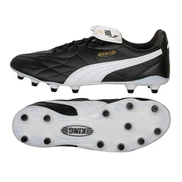 Puma King Top FG/AG Football Boots (Black/White) River Path CanvasMaterial