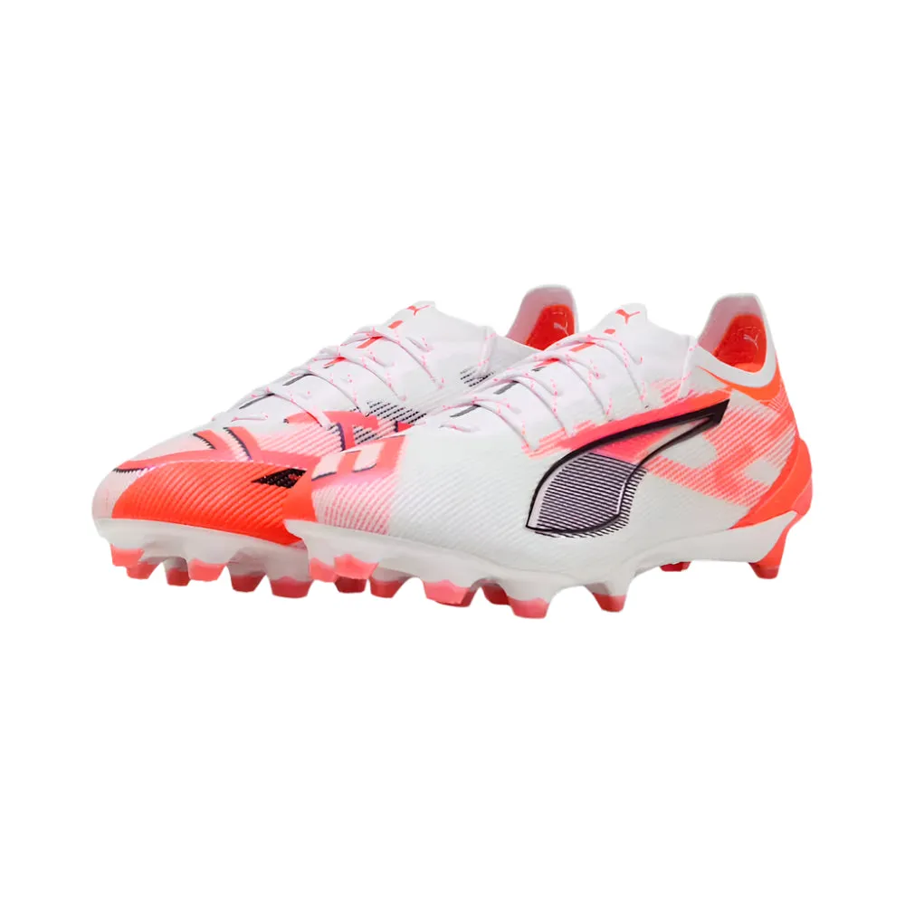 Puma Ultra 5 Ultimate FG Football Boots (White/Black/Glowing Red) Breathable Design