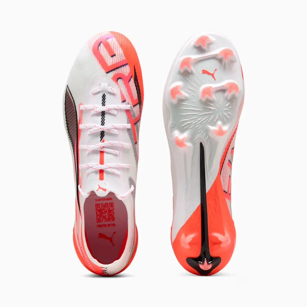 Puma Ultra 5 Ultimate FG Football Boots (White/Black/Glowing Red) Relax Vibe Chic Comfort
