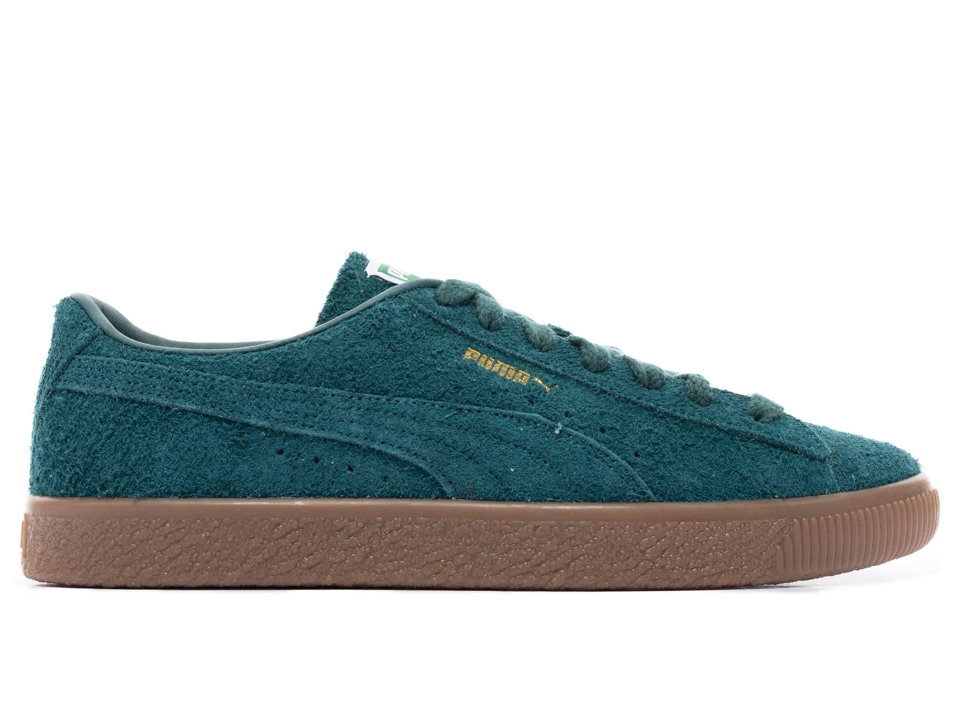 Ergonomic Travel Enthusiasts Puma VTG Hairy Suede in Varsity Green & Gum