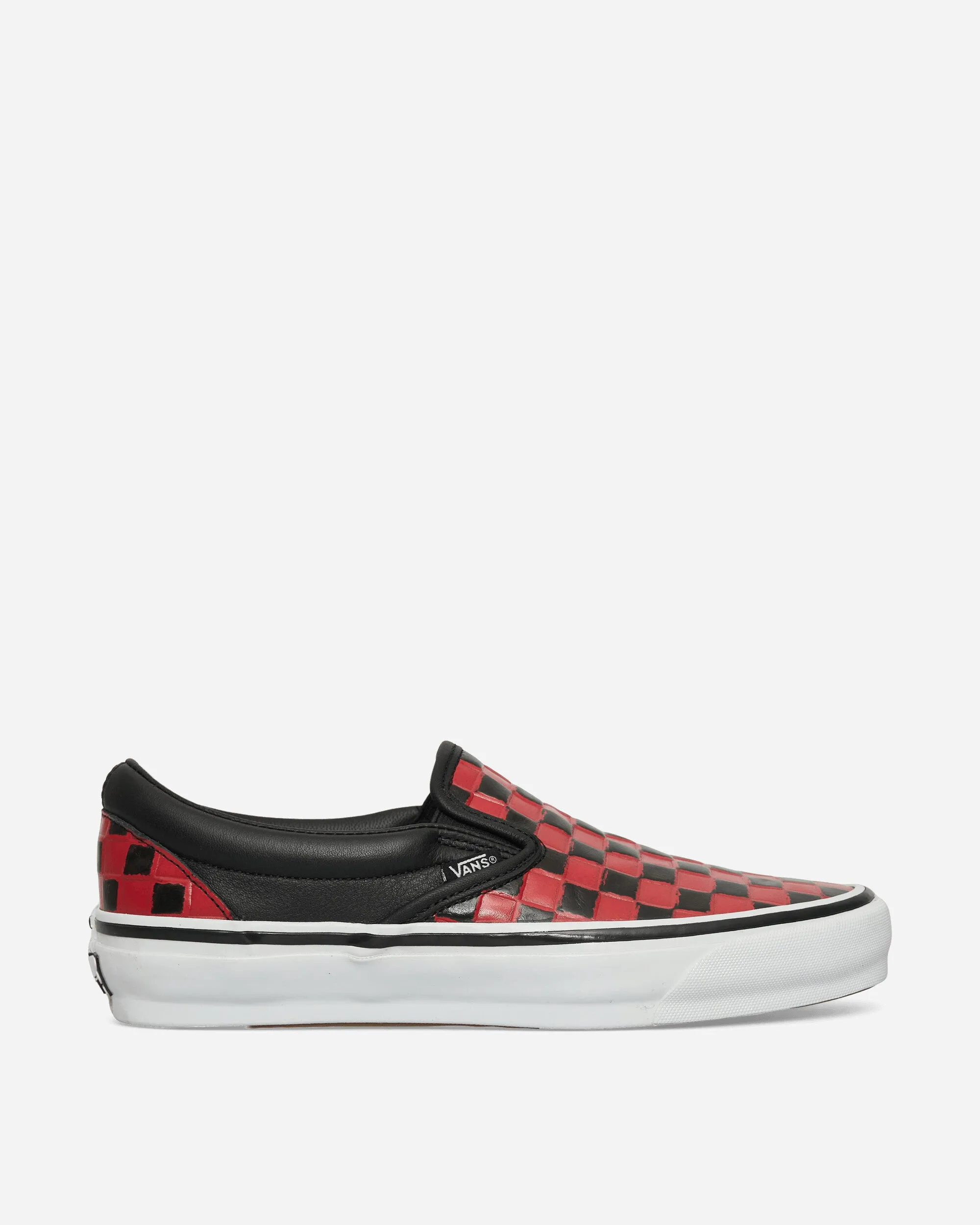 Classic Slip-On 98 Leather Check Vibram Sneakers Black / Racing Red Dynamic Edge