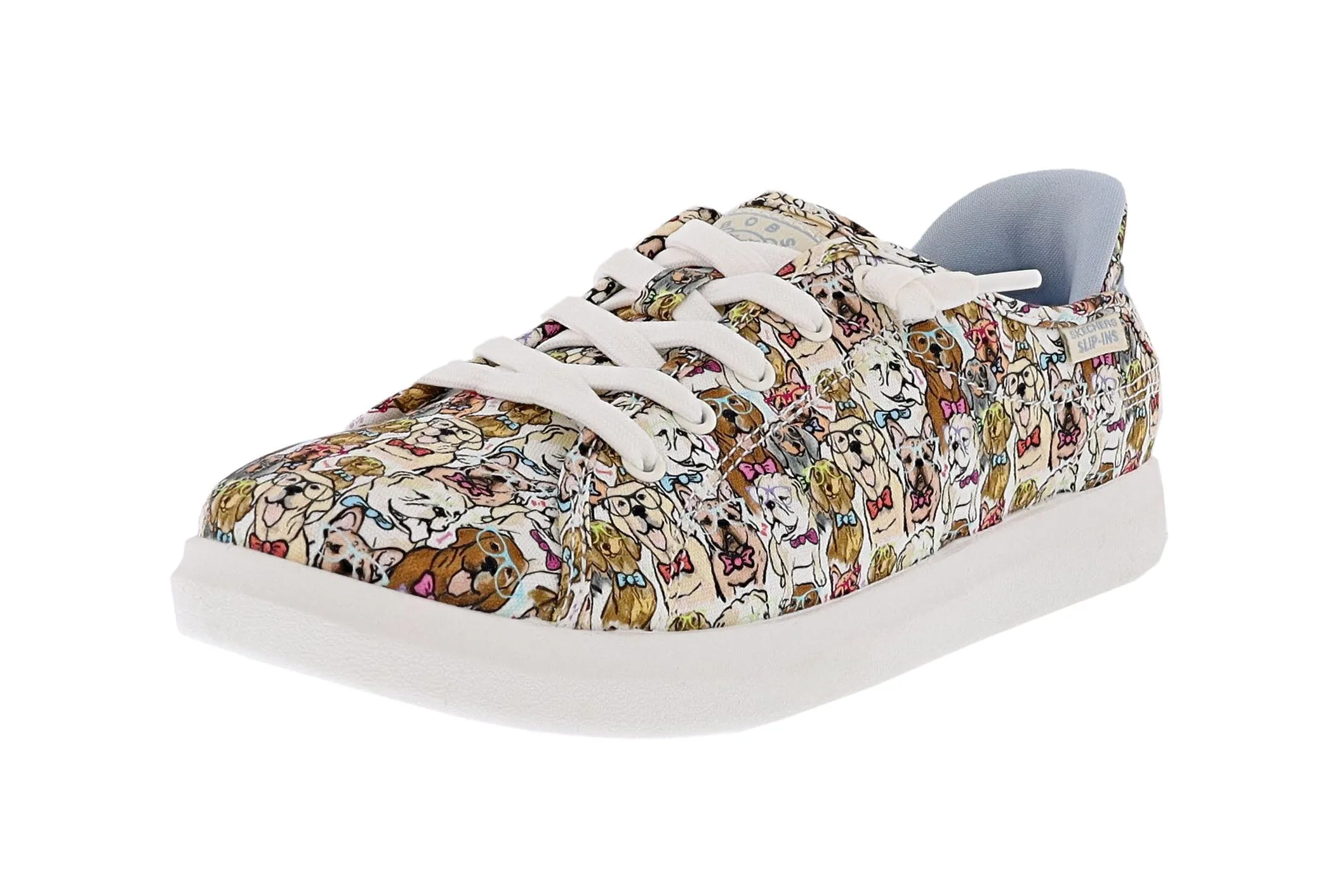 Dry Comfort Skechers Women's Slip-Ins Bobs D'vine- Preppy Pup Canvas Upper Shoes