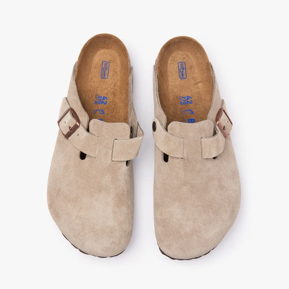 Cushioned Step Foot Free Birkenstock Boston Soft Footbed / Taupe