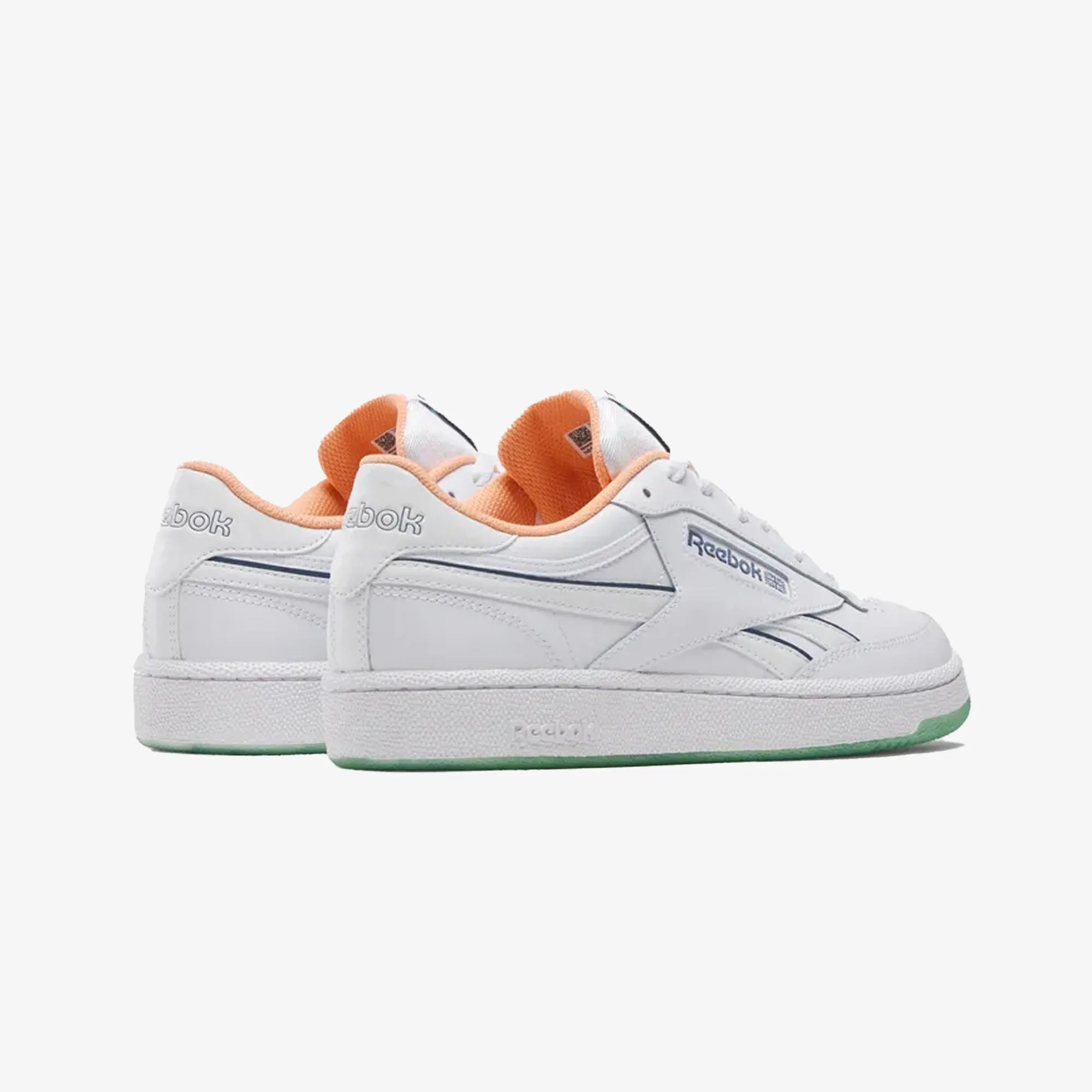 Reebok | CLUB C REVENGE { WHITE/BLUE/ORANGE Wide - base Supportive Upper