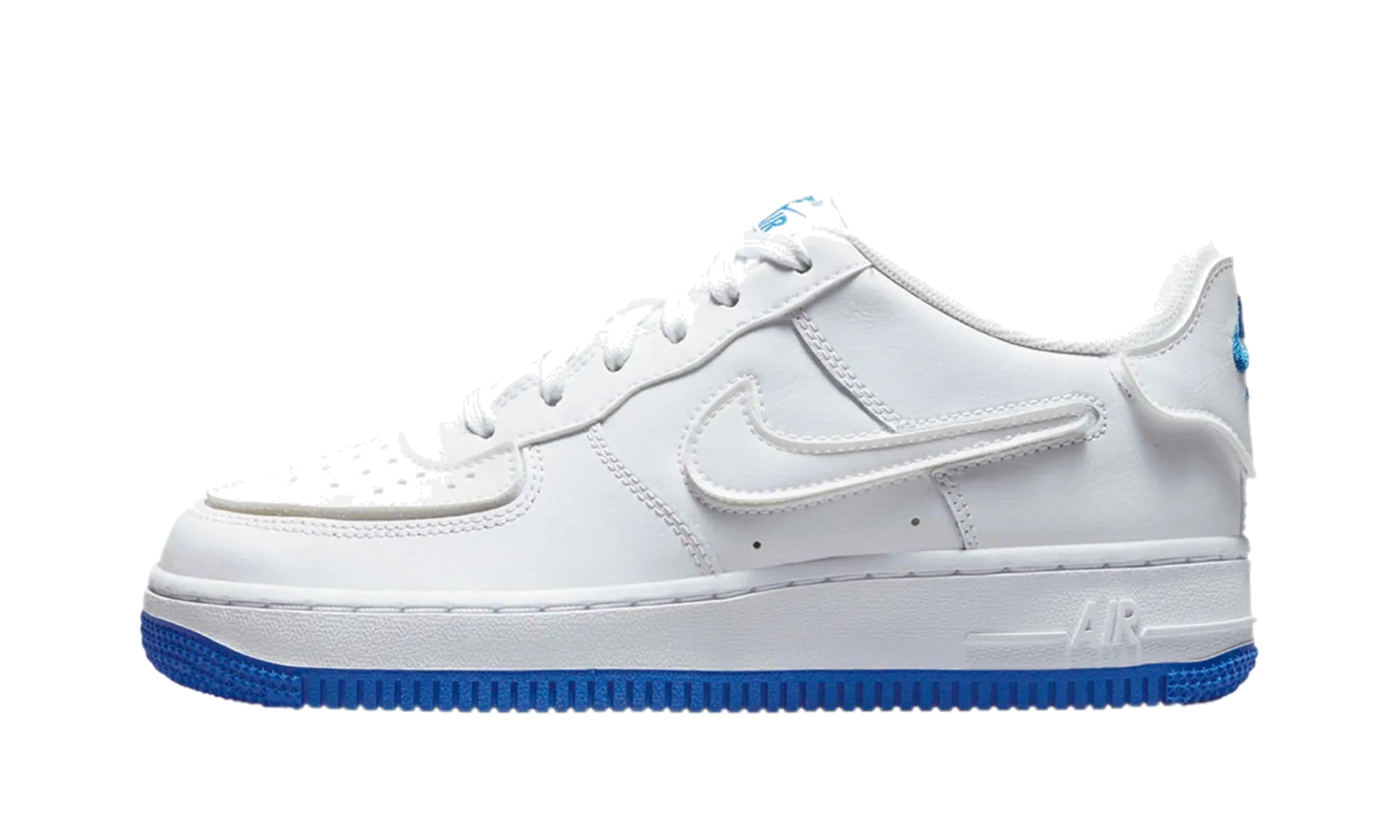 Air Force 1 Low GS "White / Royal Blue" Velcro straps CushionedMidsole