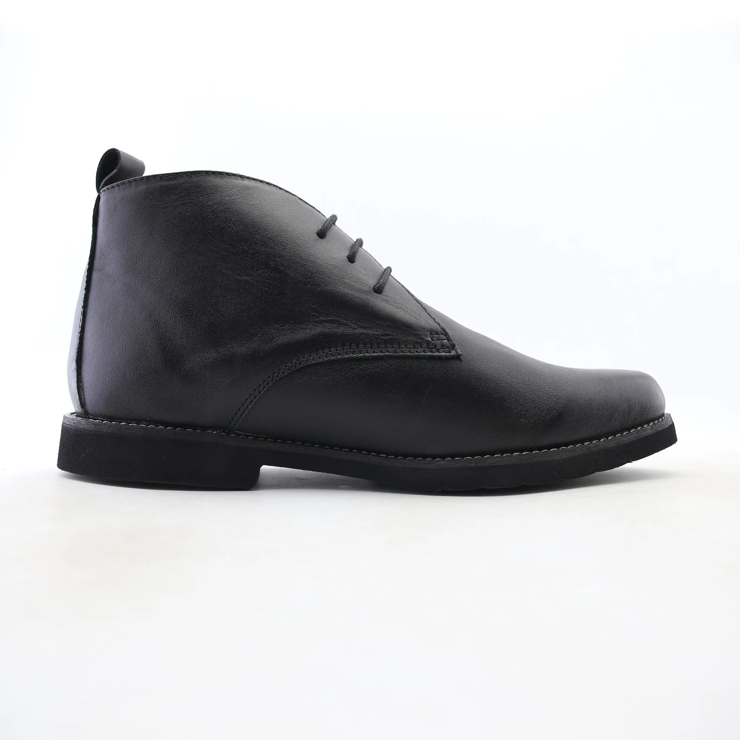 Capital Footwear - LEATHER PLAIN-TOE BOOT - Black Roll Up