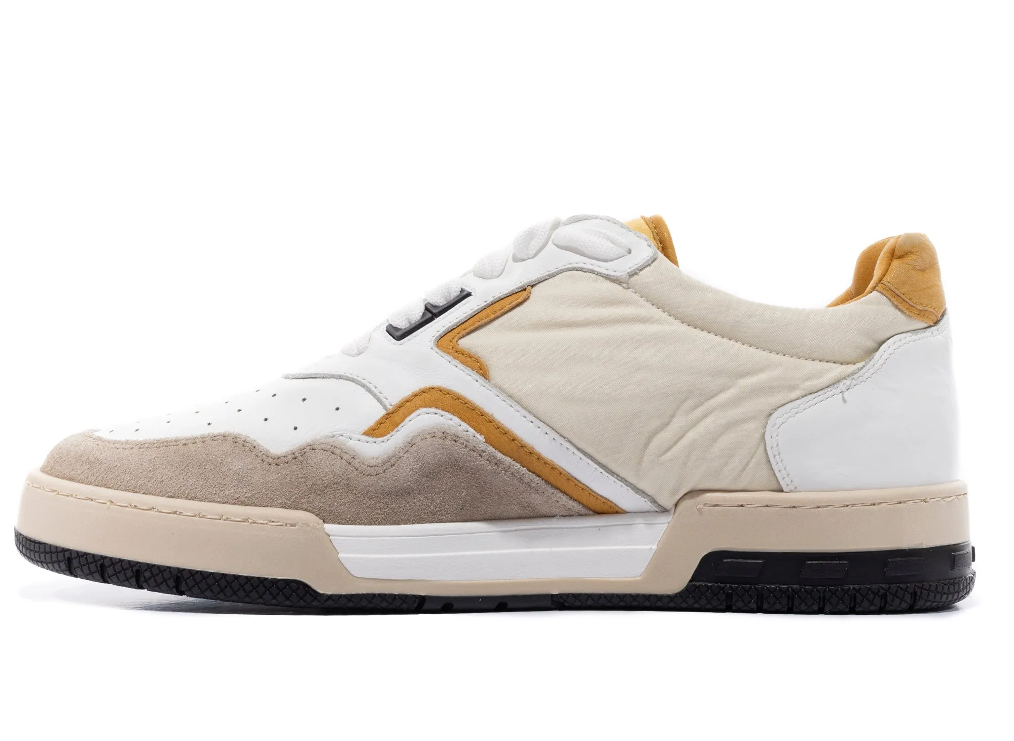 Comfort Strap Rhude Racing Sneaker in White / Mustard / Beige