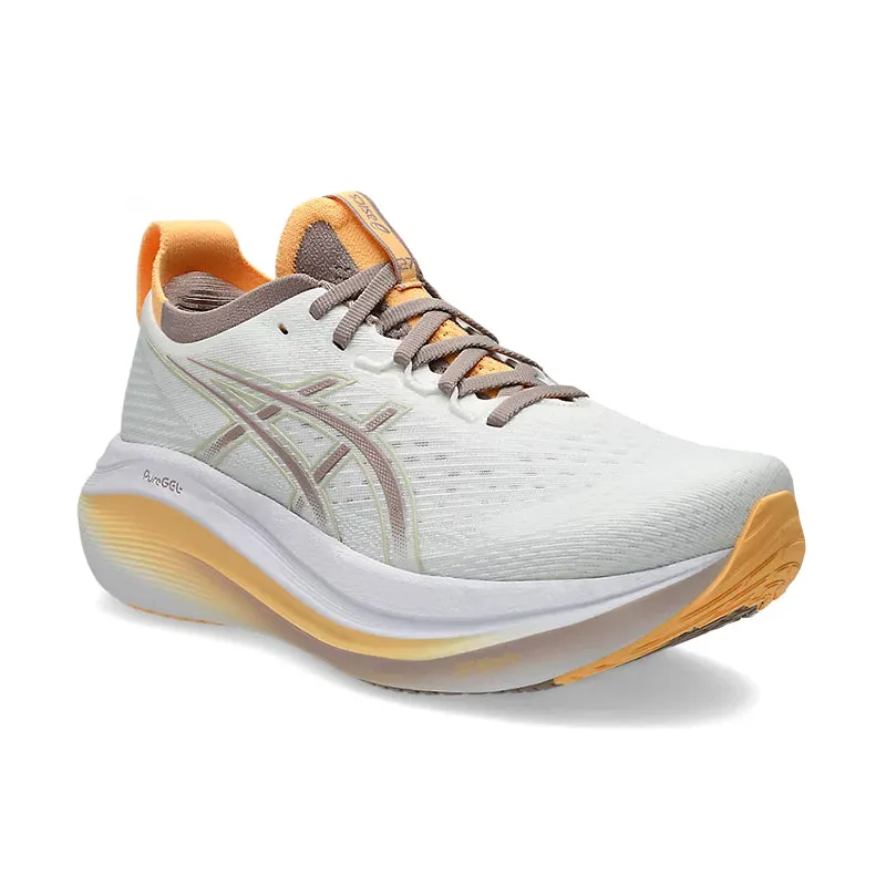Women's Gel-Nimbus 27 White/Fawn tapered - toe shoes