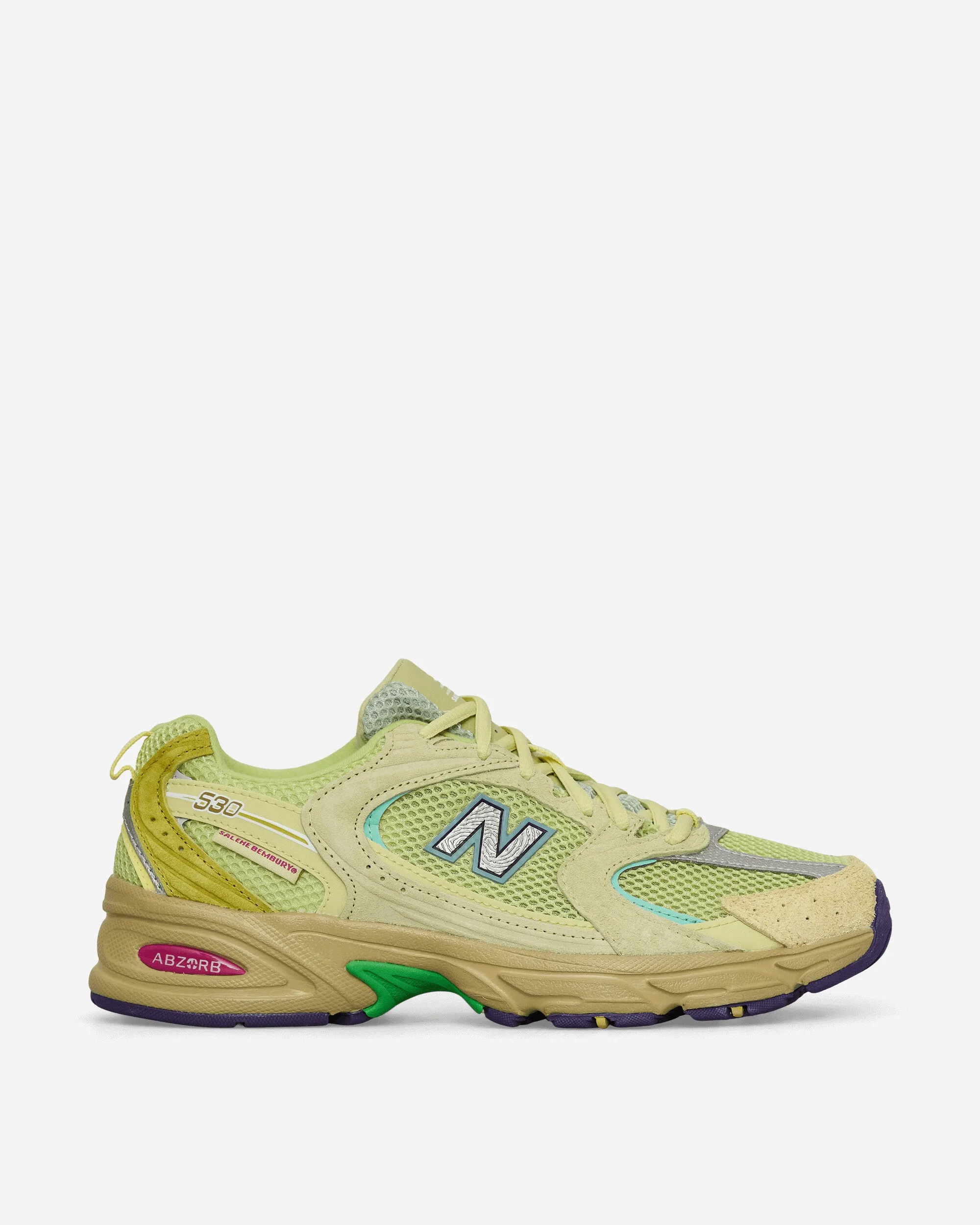 Salehe Brembury 530 Sneakers Dusty Yellow / Celery Green Sleek Edge Hyperlock Heel Counter