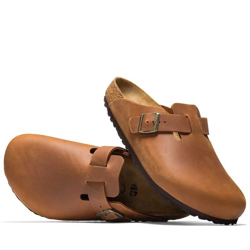 Birkenstock Boston Oiled Leather - Cognac Relaxation Step Everyday Slip On