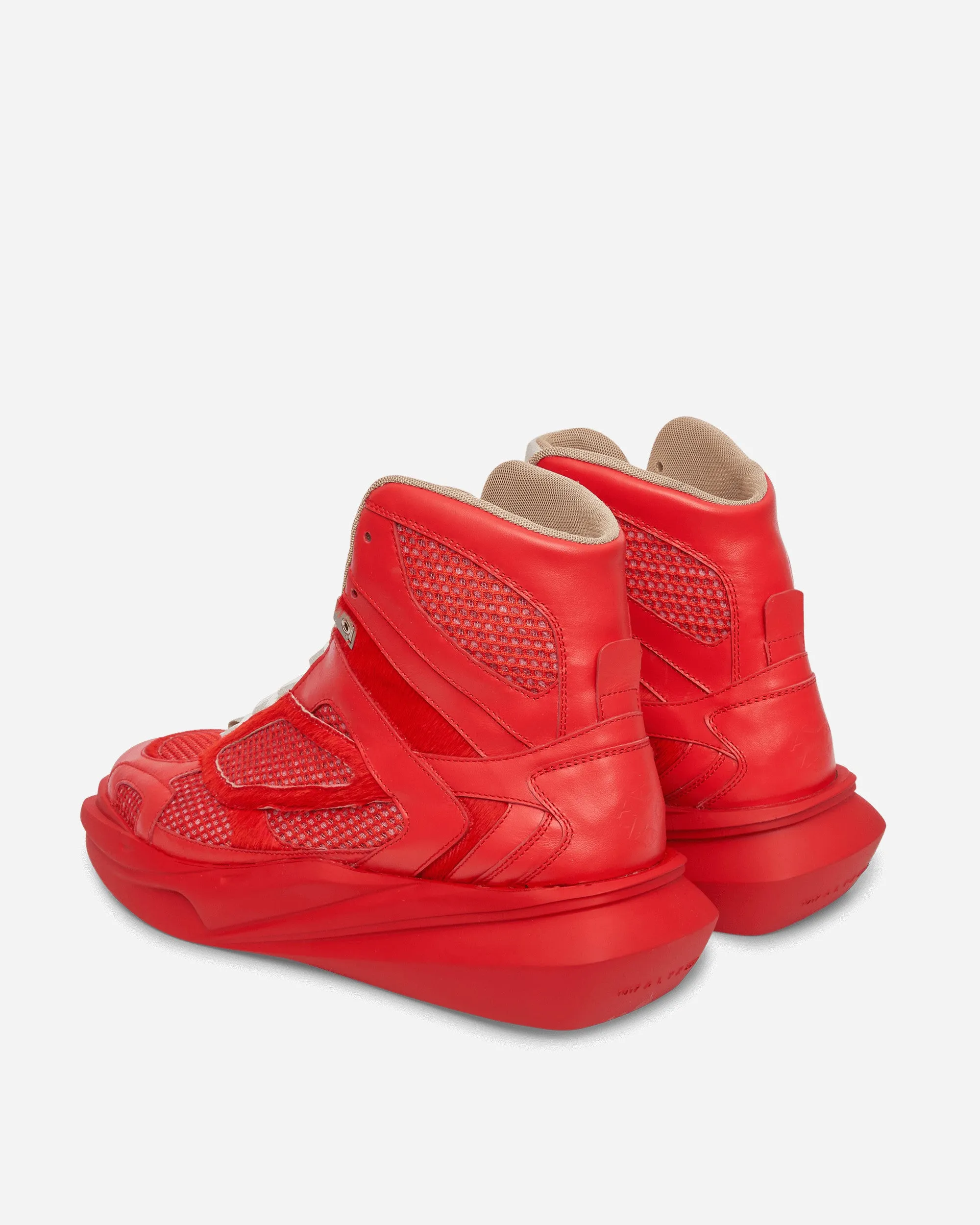 High Top Mono Hiking Sneakers Red Structured Heel Cup