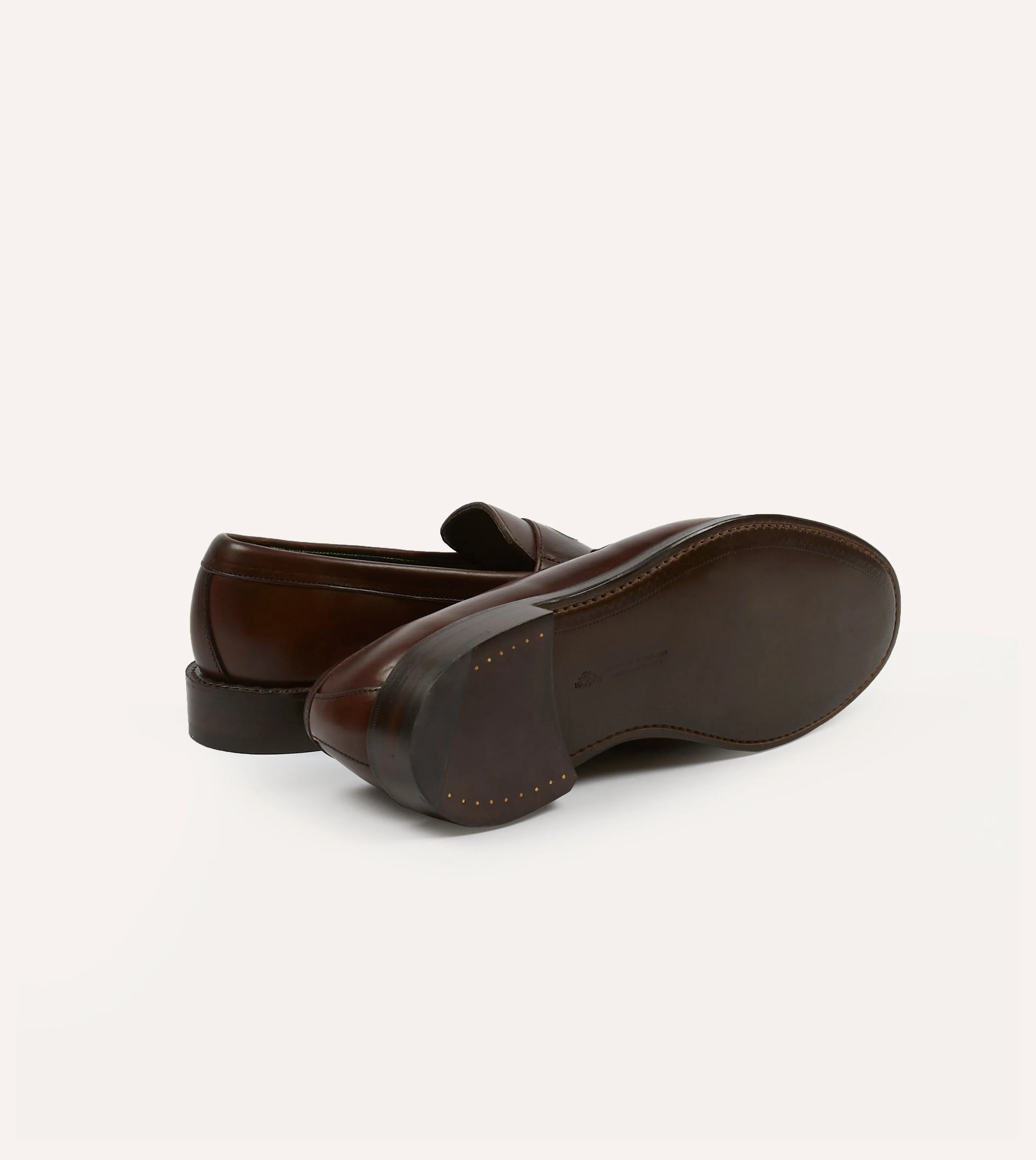 Brown Leather Charles Goodyear Welted Penny Loafer Hand Shade