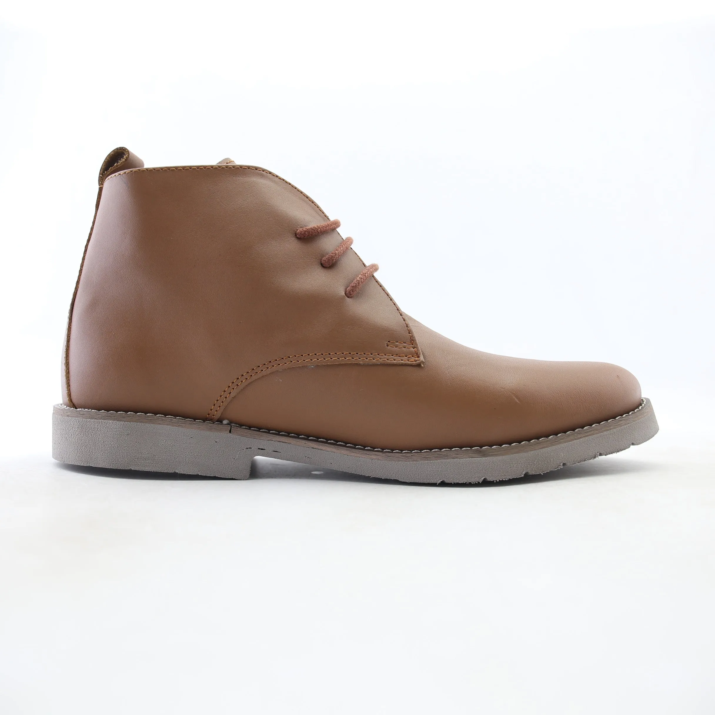Capital Footwear - LEATHER PLAIN-TOE BOOT - Light Brown Comfortable Stability