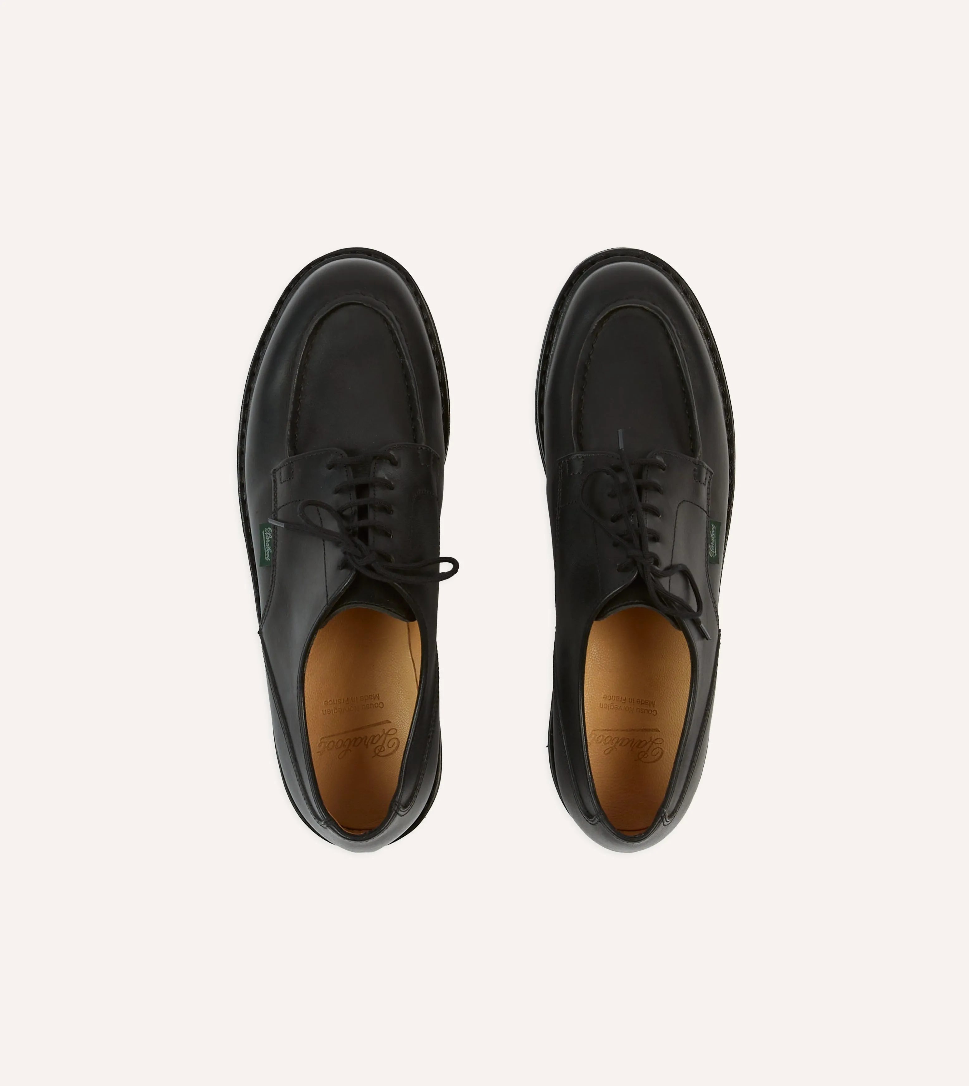 understated look Paraboot Chambord Black Leather Derby Shoe