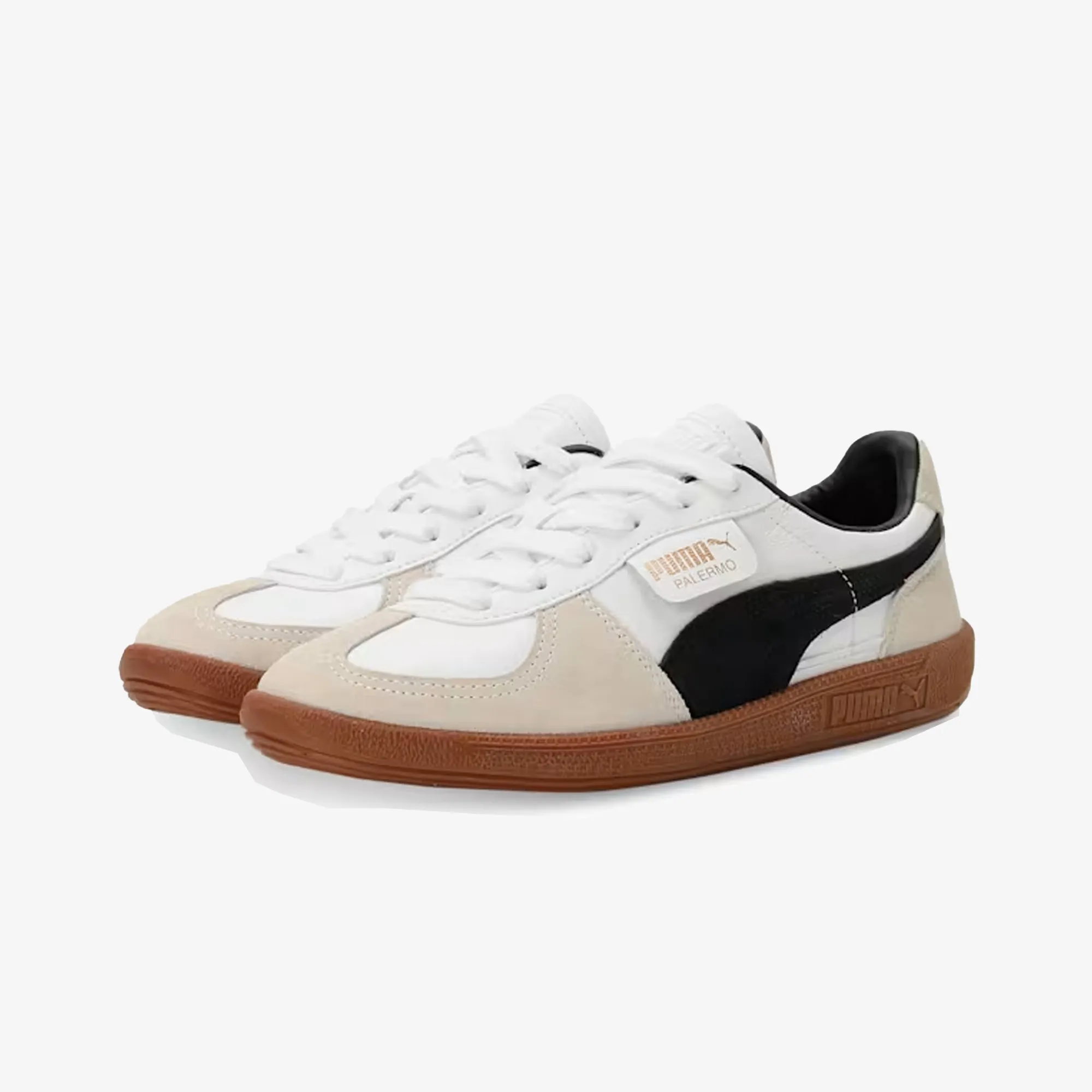 Stylish Touch Versatile Footwear PUMA | PALERMO LTH { PUMA WHITE-VAPOR GRAY-GUM