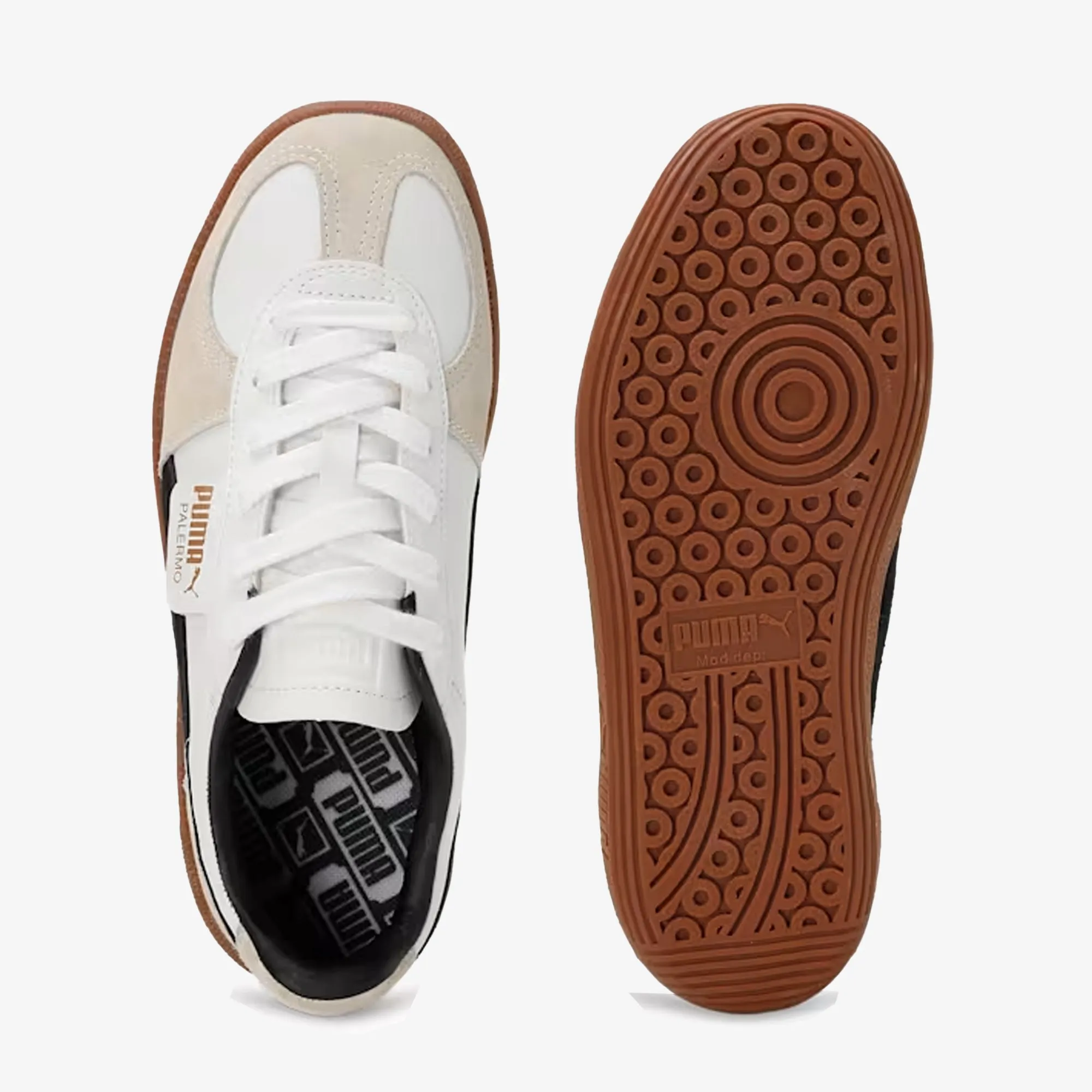 PUMA | PALERMO LTH { PUMA WHITE-VAPOR GRAY-GUM Slim Look