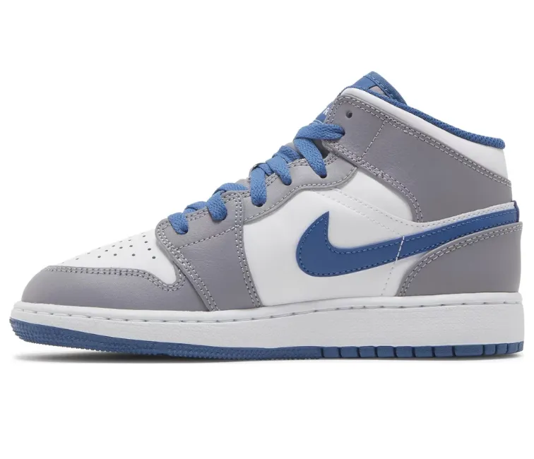 GS Nike Air Jordan 1 Mid (Cement) Walking Sneakers