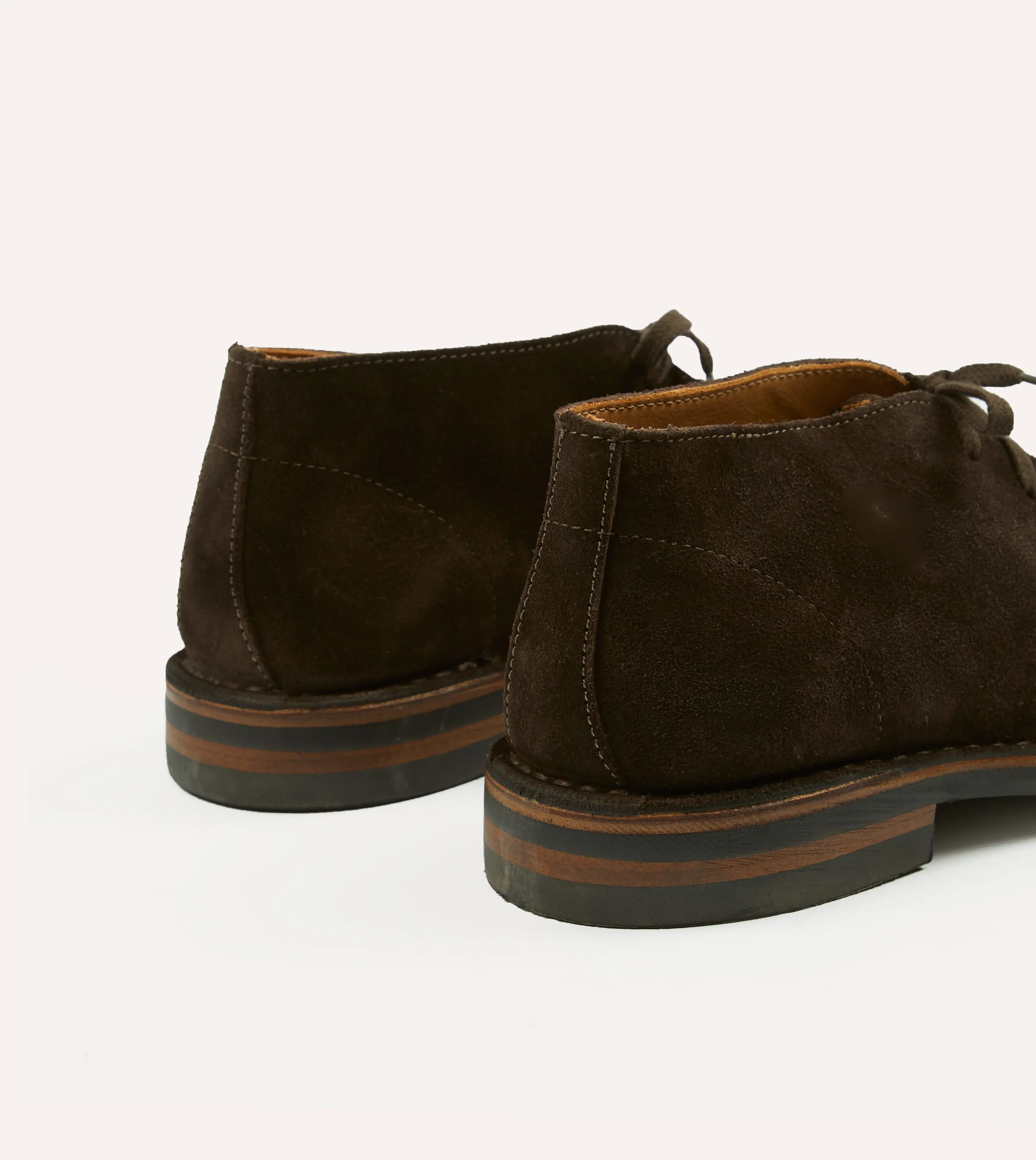 Patent Gloss Crosby Moc-Toe Chukka Boot Dark Brown Roughout Suede with Rubber Sole