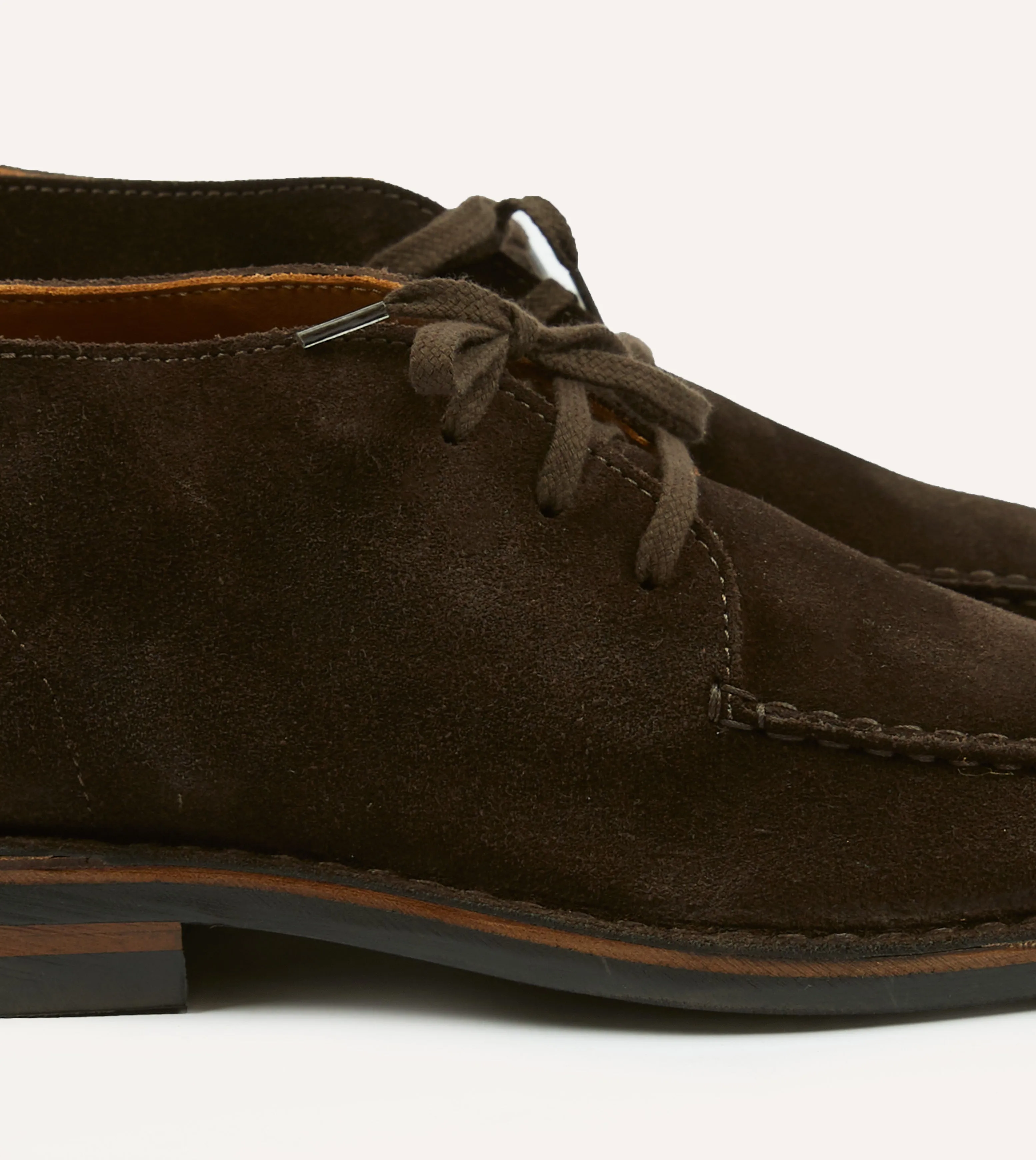 Smart Outfit Crosby Moc-Toe Chukka Boot Dark Brown Roughout Suede with Rubber Sole