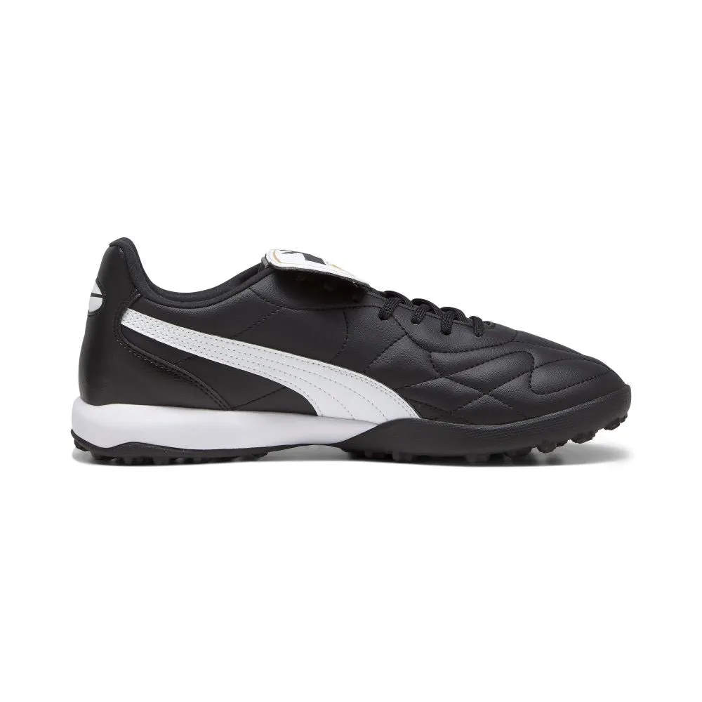 Puma King Top TT Turf Football Shoes (Black/White/Gold) Cushioned Insole Shell Walk