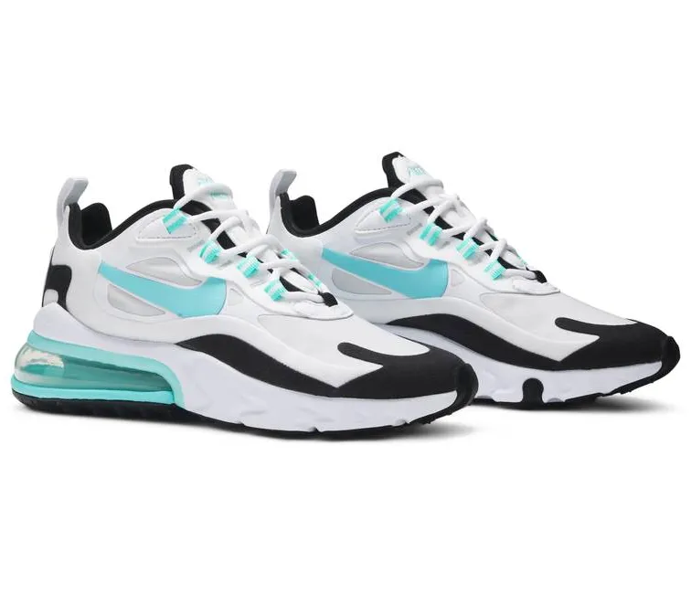 Women's Nike Air Max 270 React (White/Aqua) Dynamic Traction Outsoles