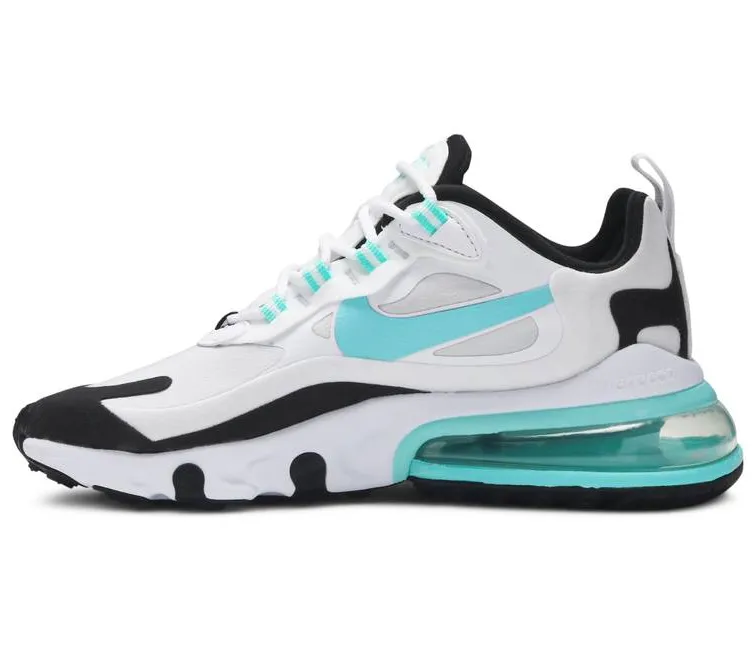 Women's Nike Air Max 270 React (White/Aqua) Non Slip Lacing System