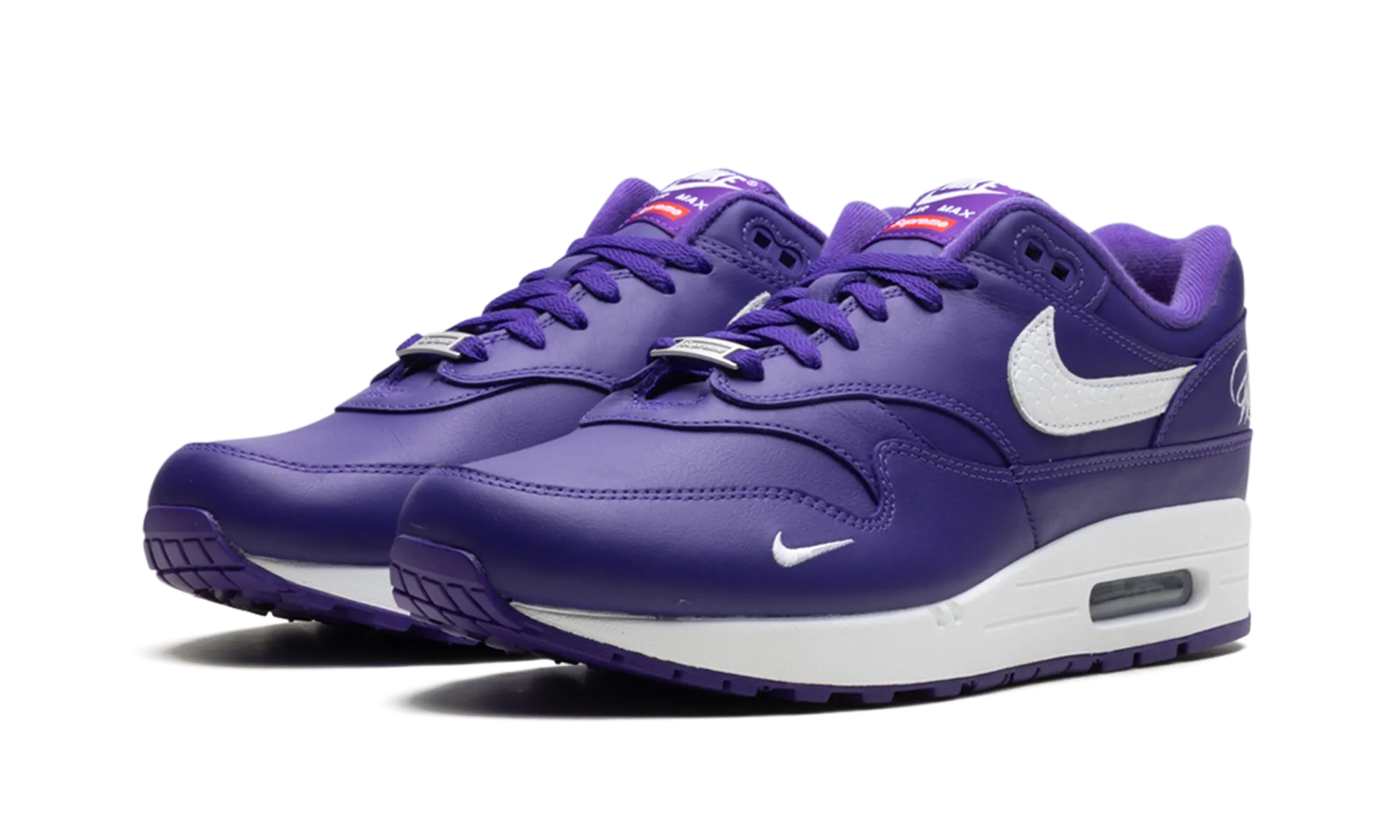 leather upper shoes aerobic shoes Air Max 1 '87 SP "Supreme Varsity Purple"