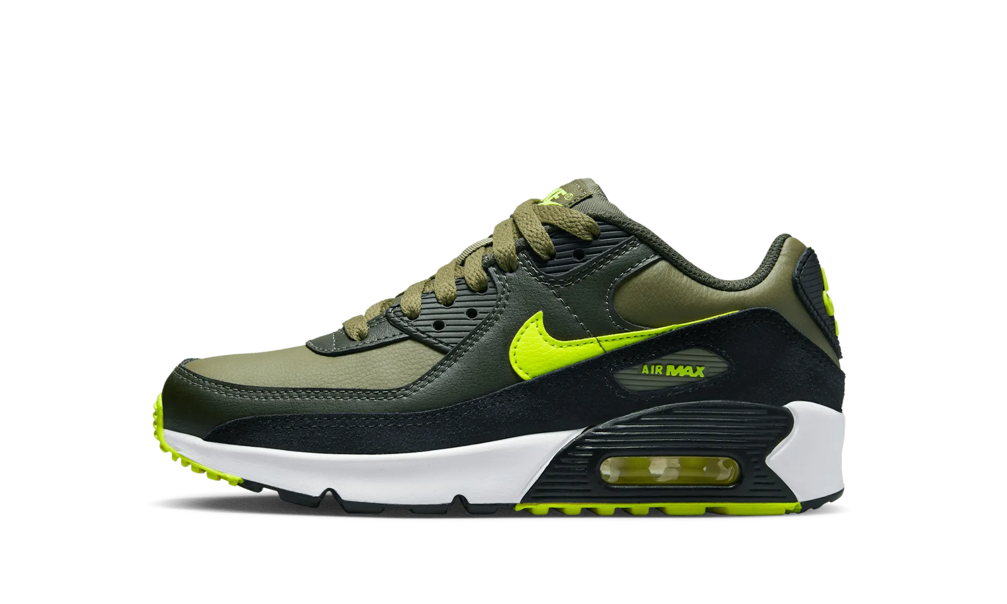 Air Max 90 Leather GS "Medium Olive Volt" enjoyable - running