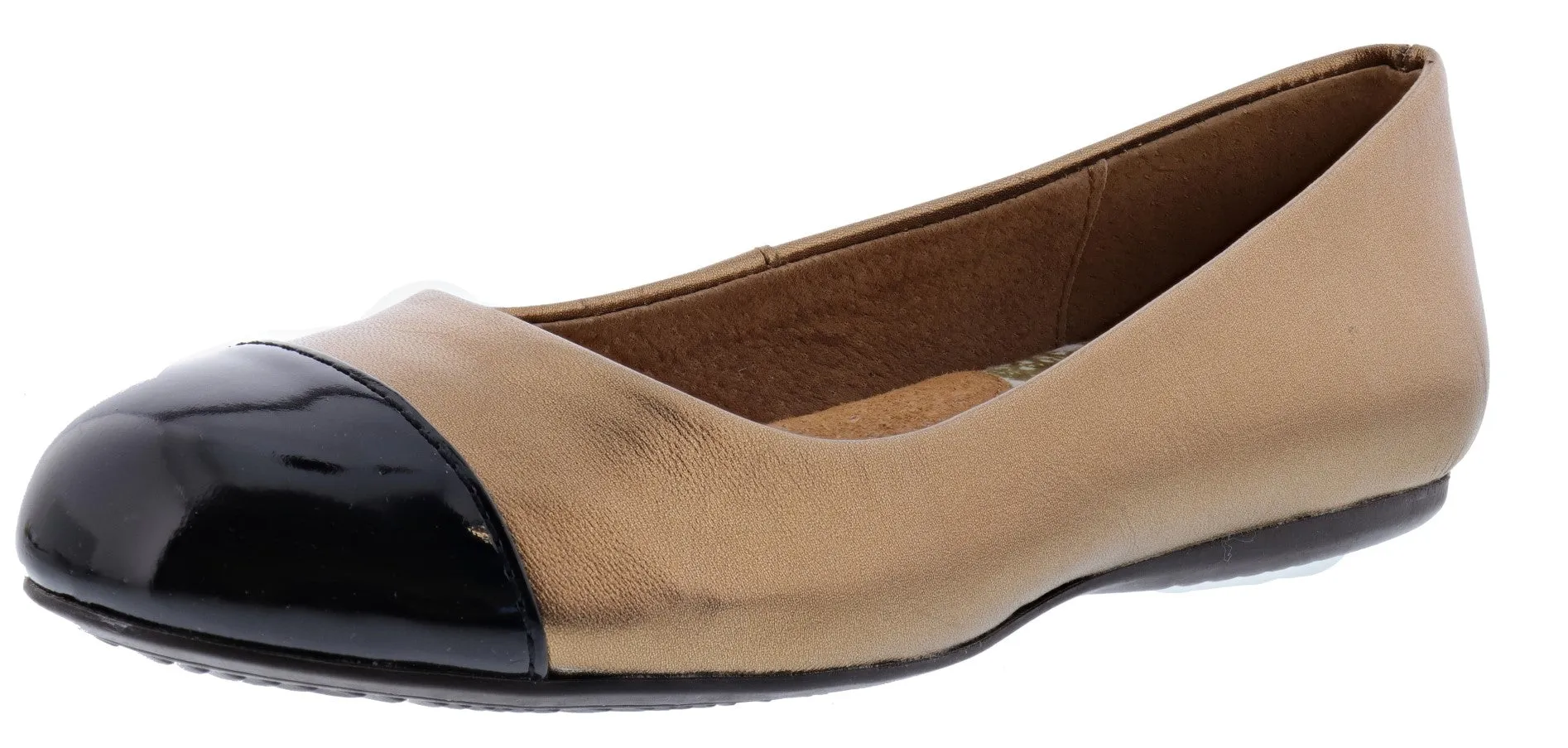 Softwalk Women's Napa Wide Width Slip On Ballerina Flats Breathable fabric Comfy Base