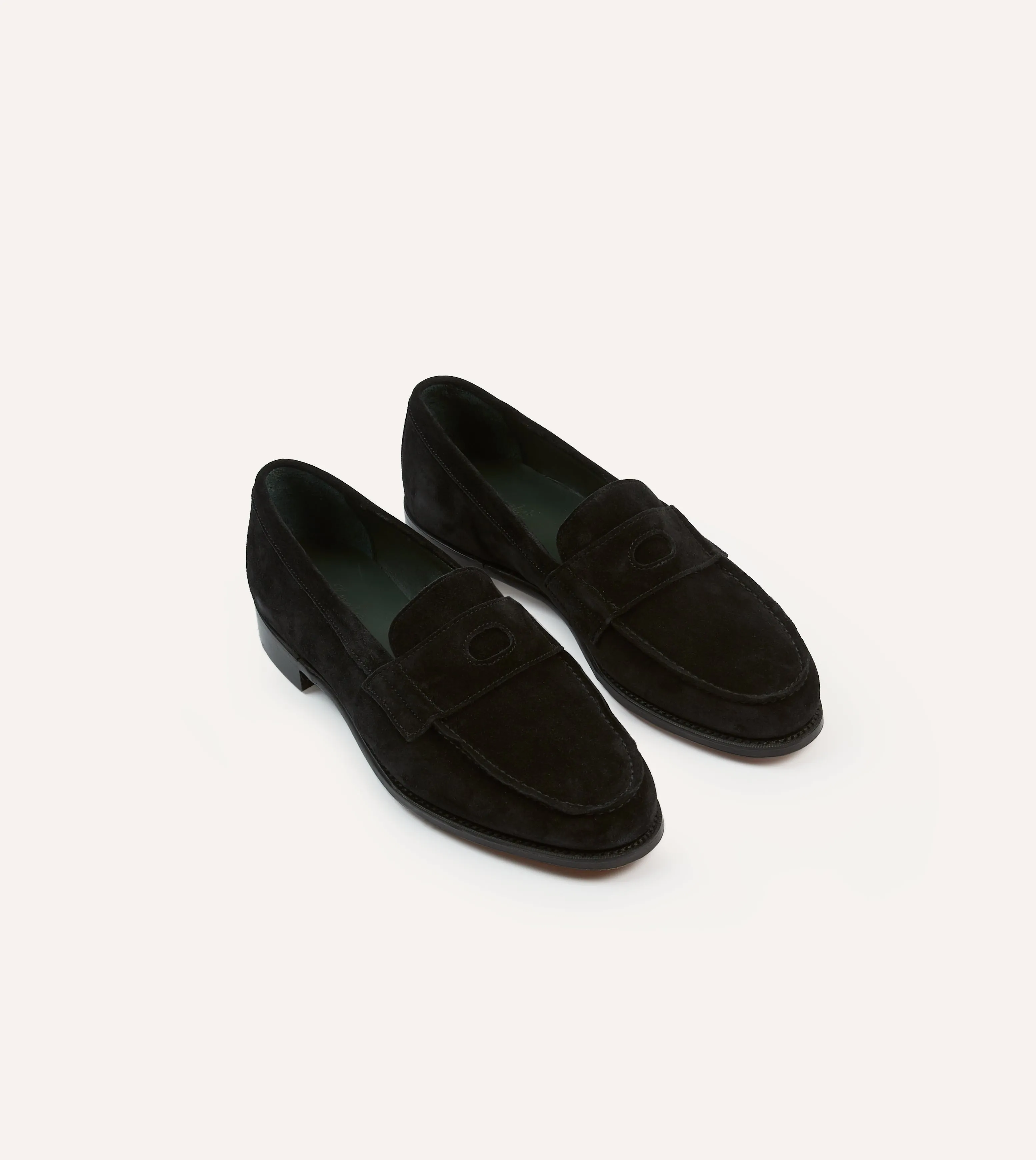 Sturdy Make Drake's by A. Levine Black Suede Charles Mk II Goodyear Welted Penny Loafer